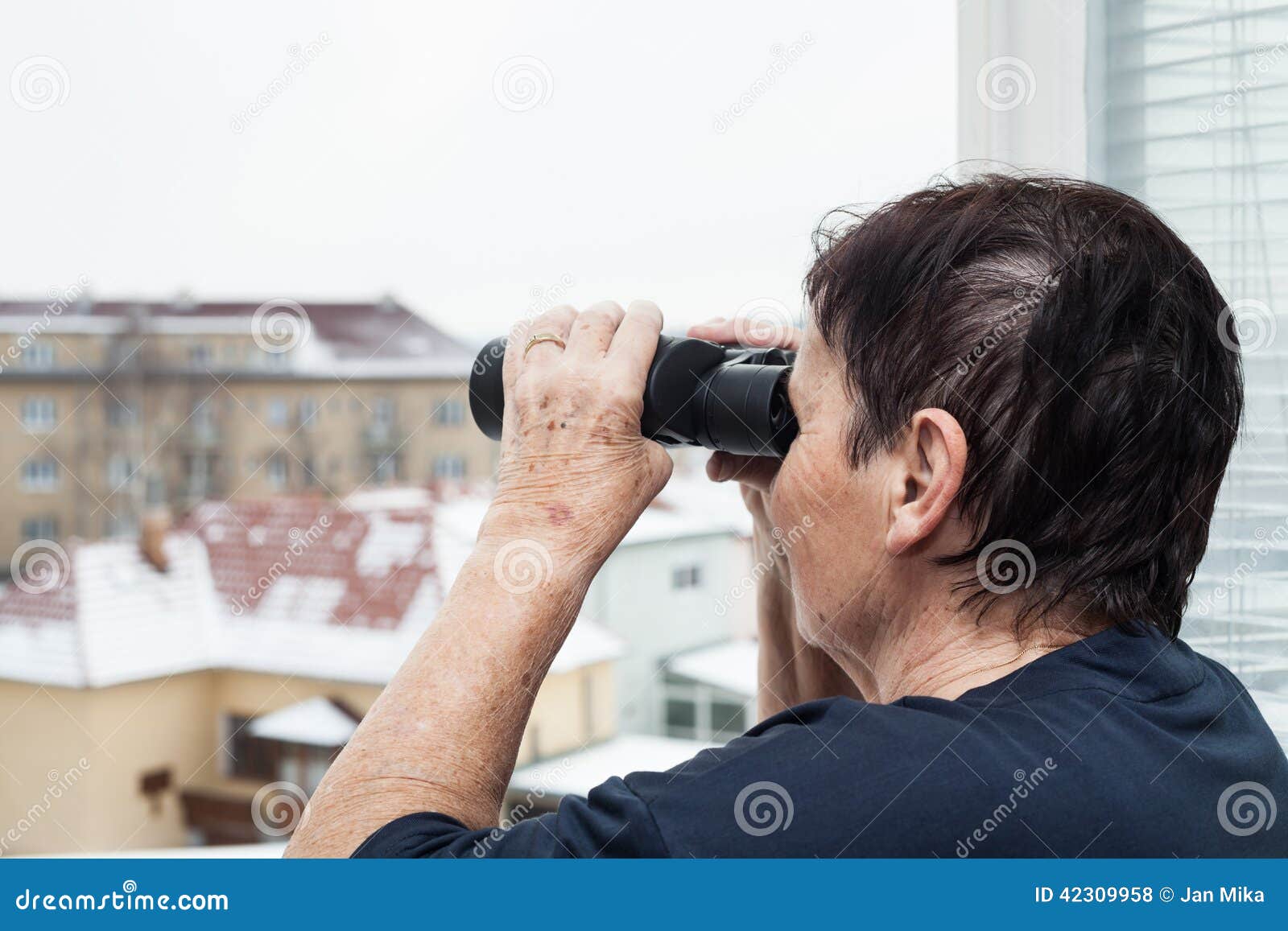 Senior Woman with Binoculars Stock Photo Image of elderly, concept