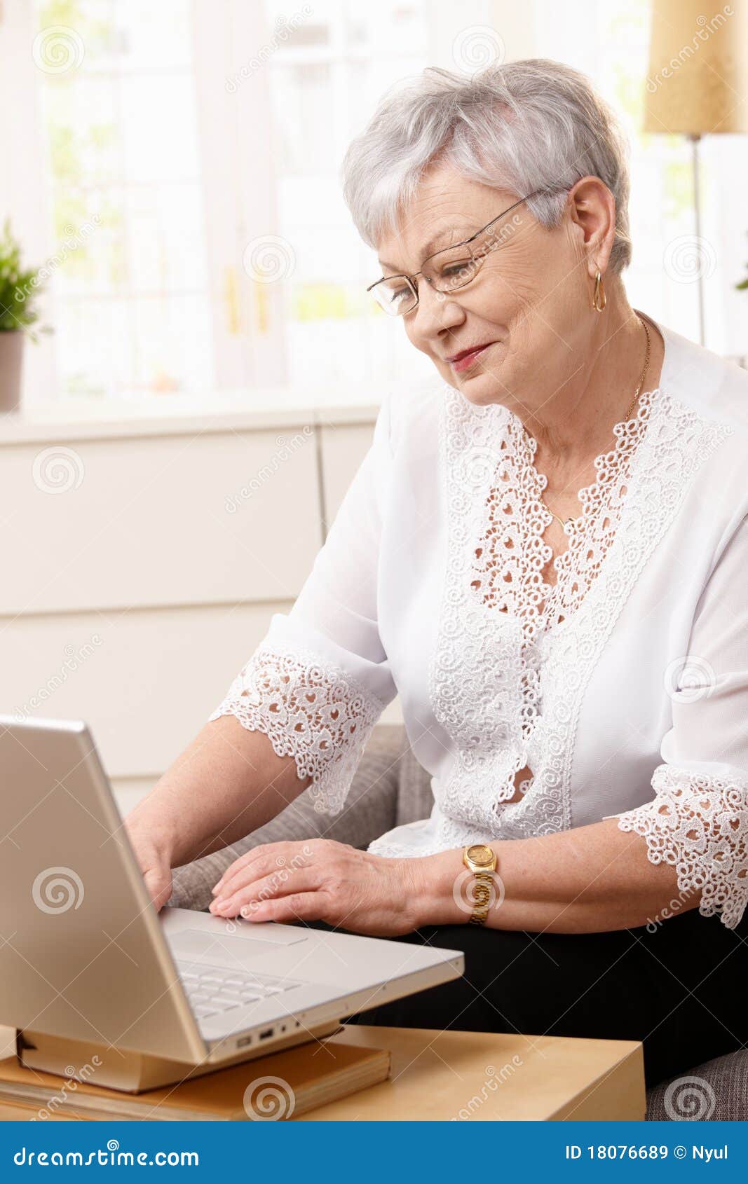 senior woman browsing internet