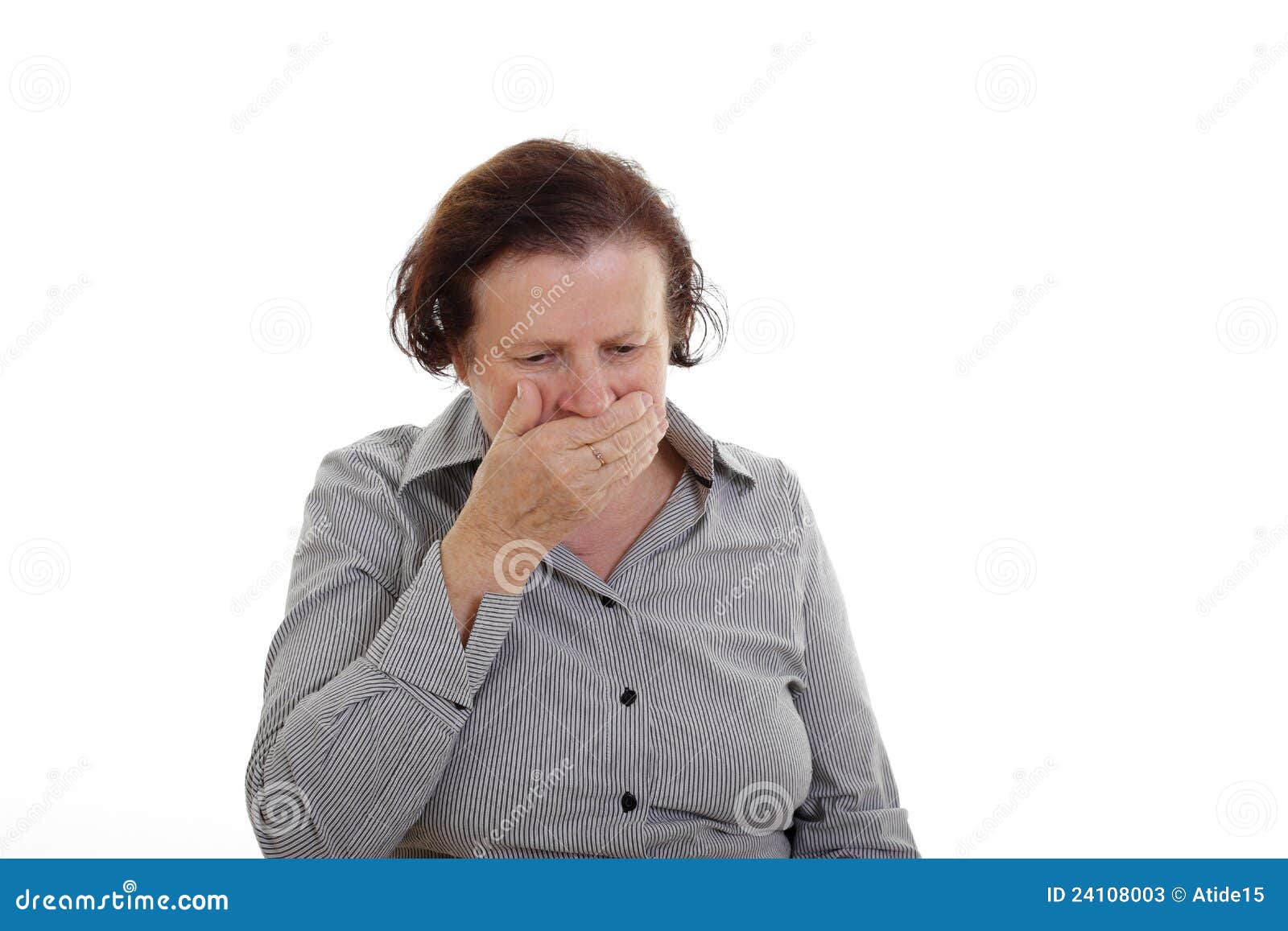 A senior woman coughs stock image. Image of shot, caucasian 24108003