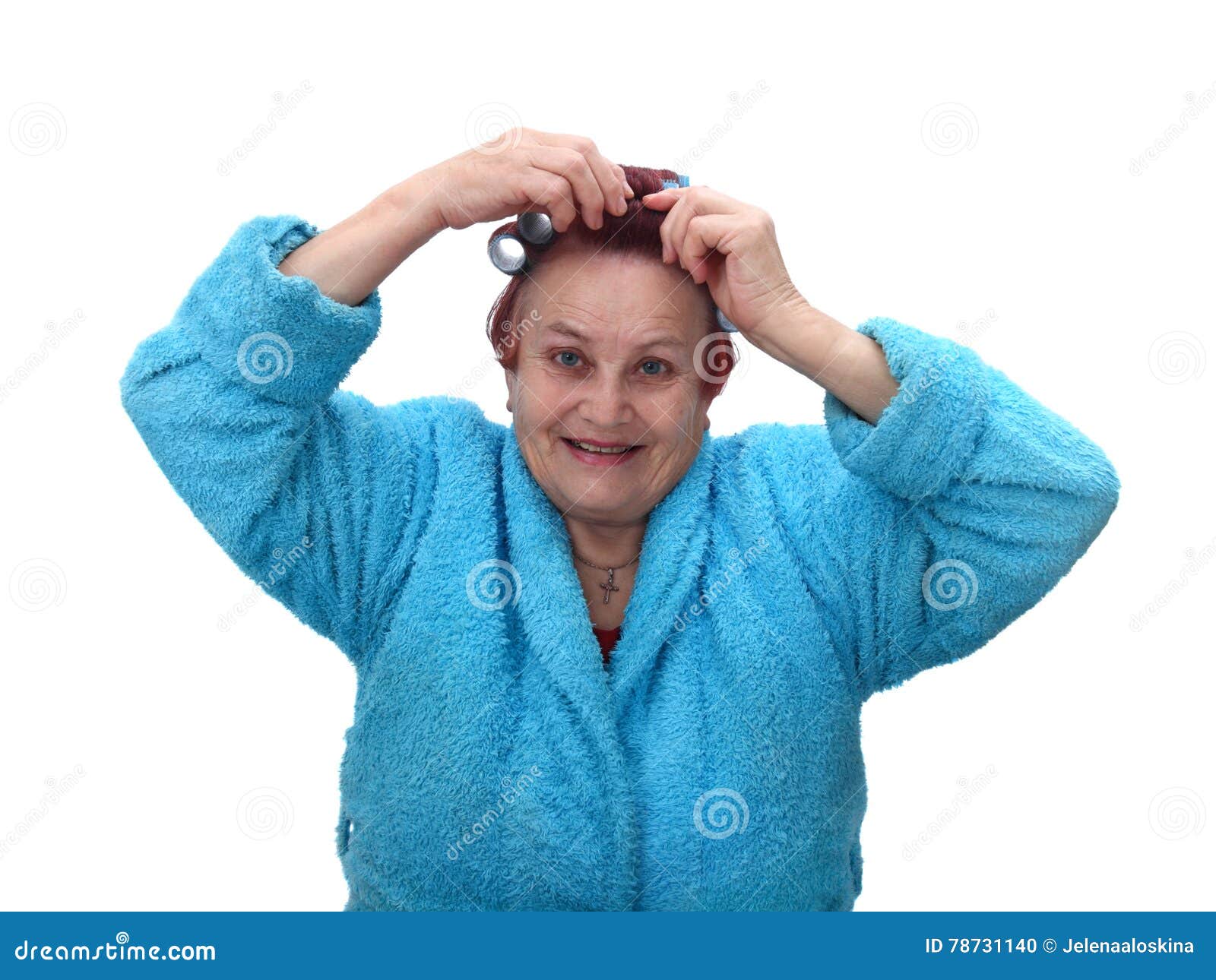 Senior Woman Does Hairstyle Stock Photo Image of homely, hair 78731140