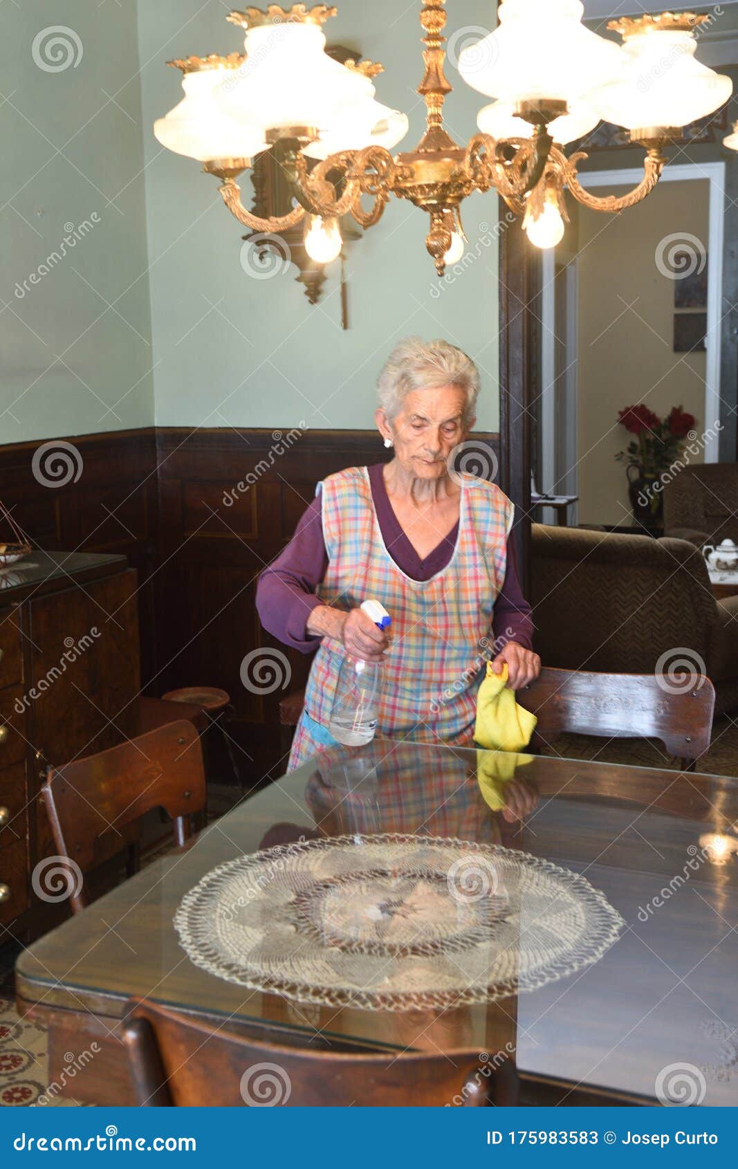 Senior Woman Dusting the House Stock Image Image of smile, memory