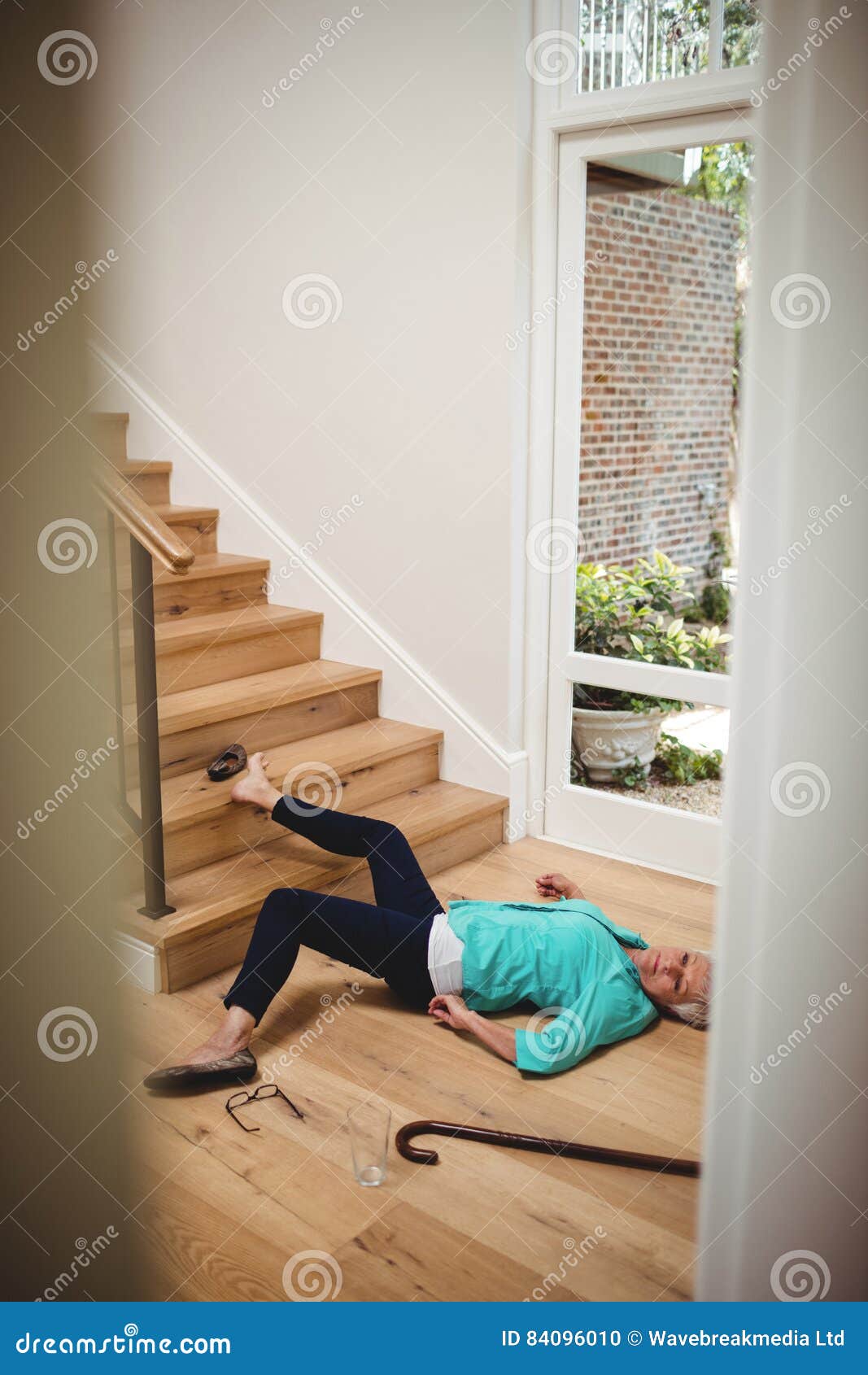Senior Woman Fallen Down from Stairs Stock Photo - Image of people ...