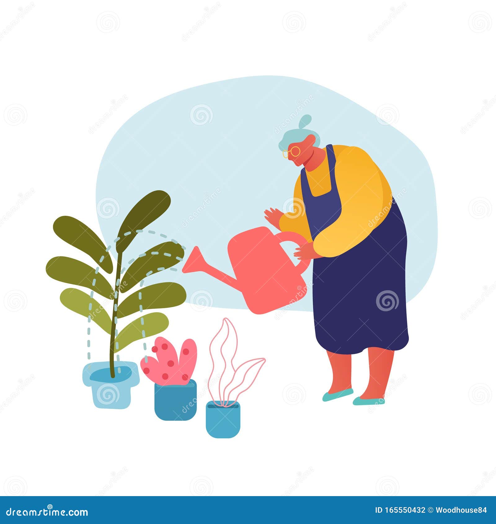 Senior Woman Gardening Hobby. Aged Grey Haired Female Character in ...