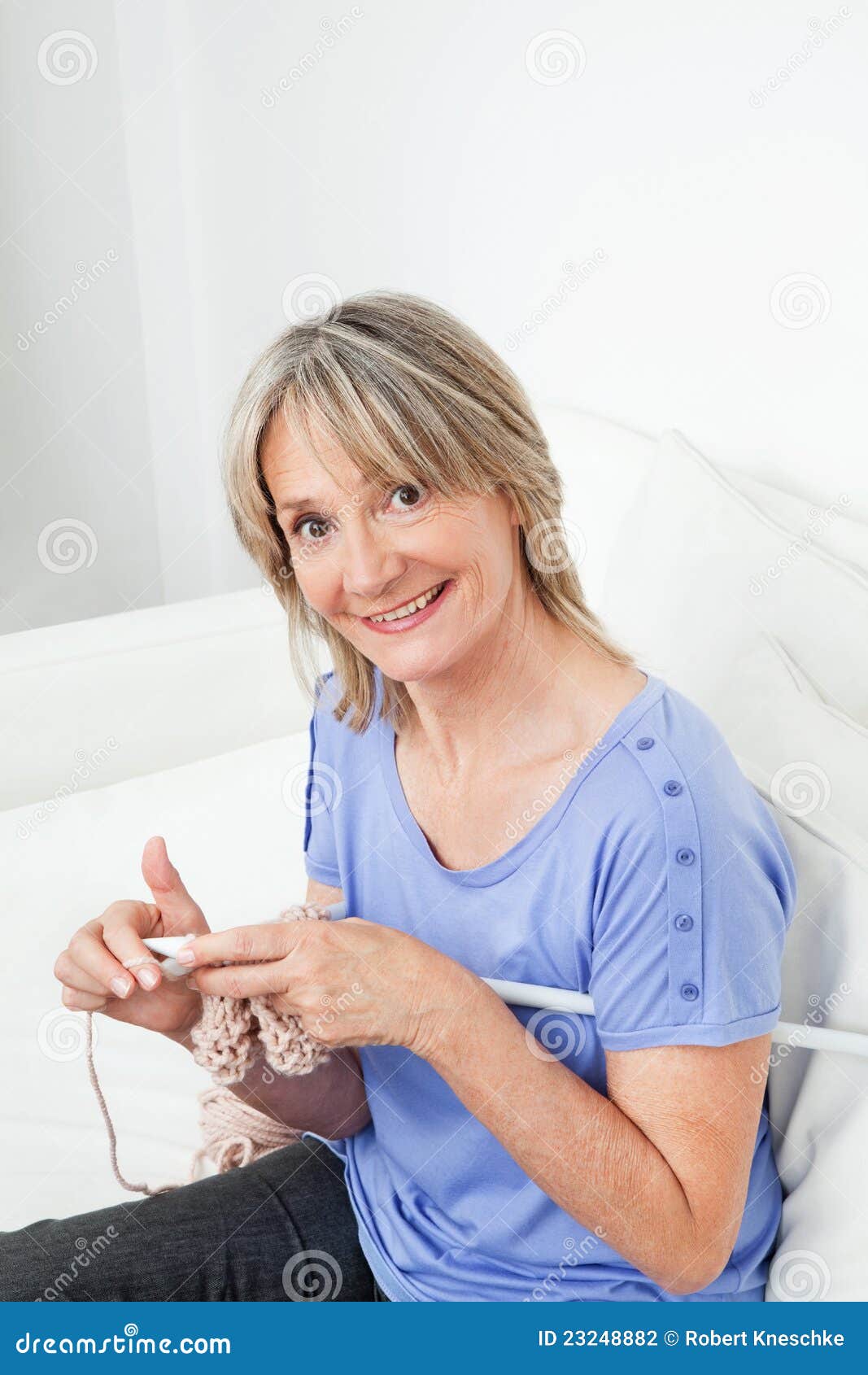 Senior Woman Learning Knitting Stock Photo Image of people, beginner