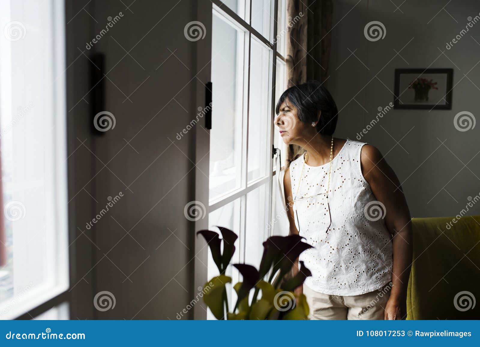 Senior Woman Looking Out of the Window Stock Image Image of mood