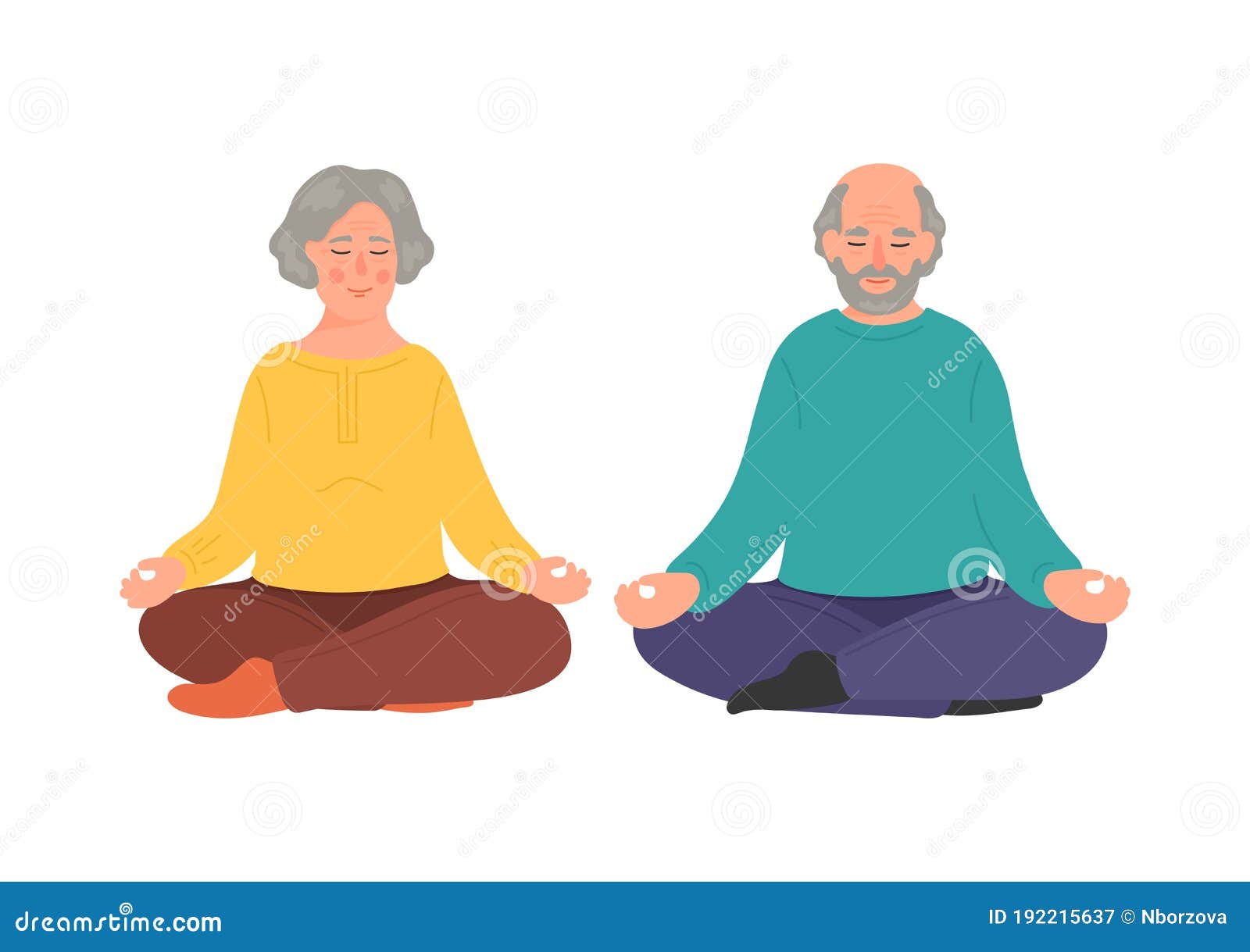 Senior Woman and Man Meditation. Older Couple Sitting in Lotus Pose ...