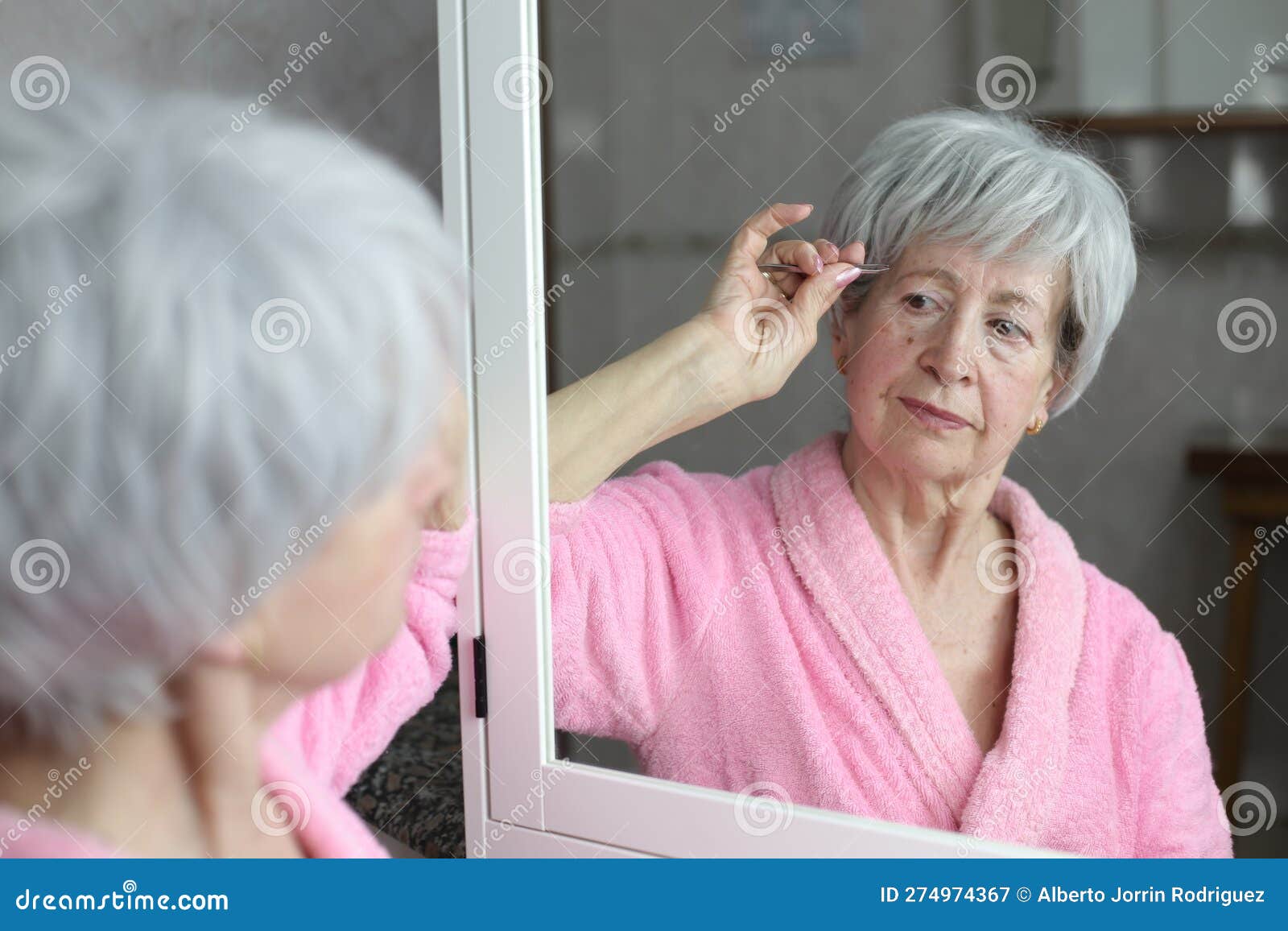 Senior Woman Plucking Her Eyebrows Stock Image Image of adult, girl