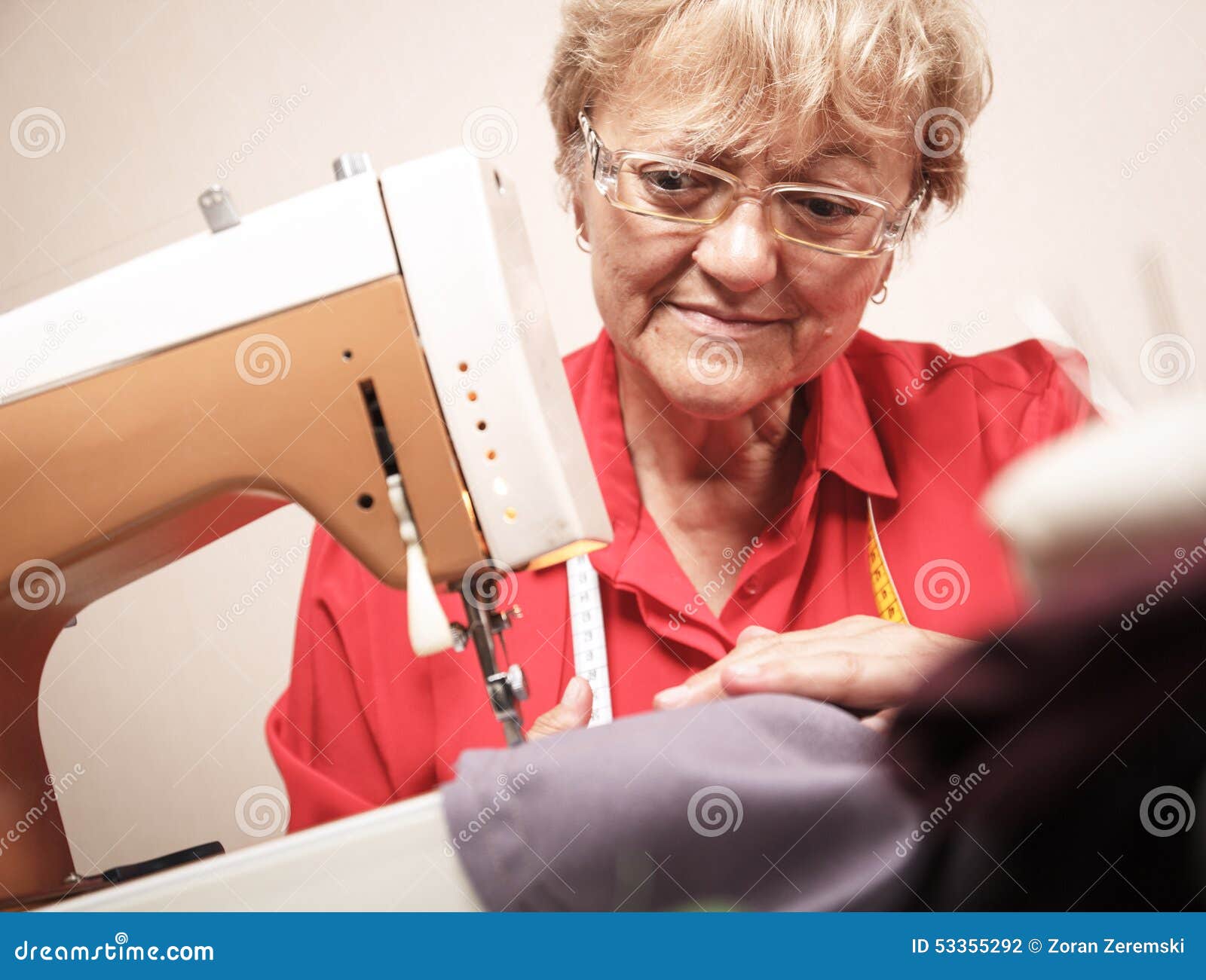 Senior Woman Sewing on a Sewing Machine Stock Photo Image of adult