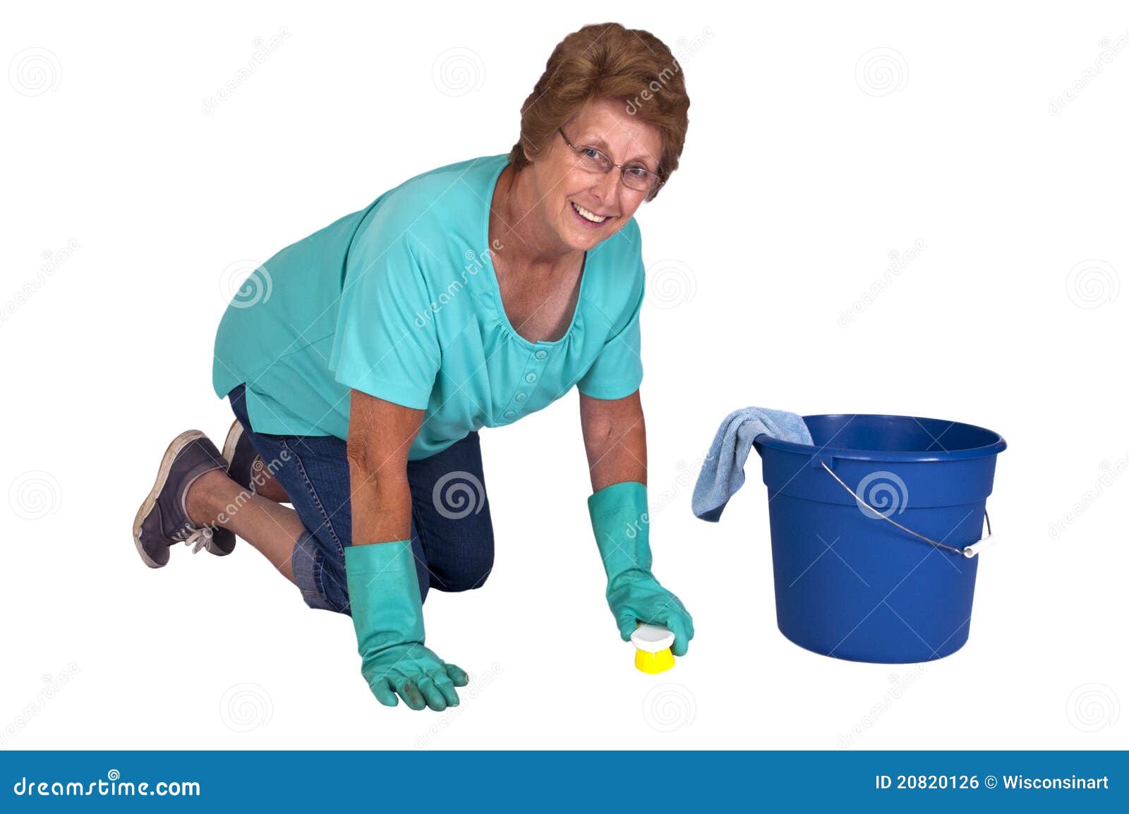 Senior Woman Spring Cleaning Household Chores Stock Photo Image
