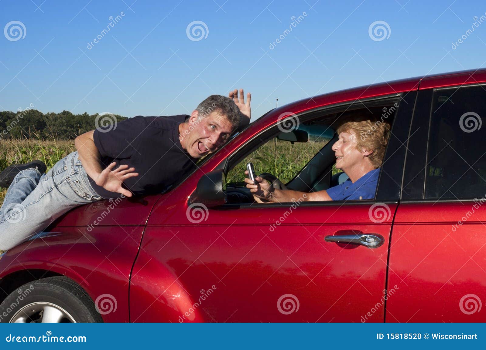 senior woman texting while driving car accident