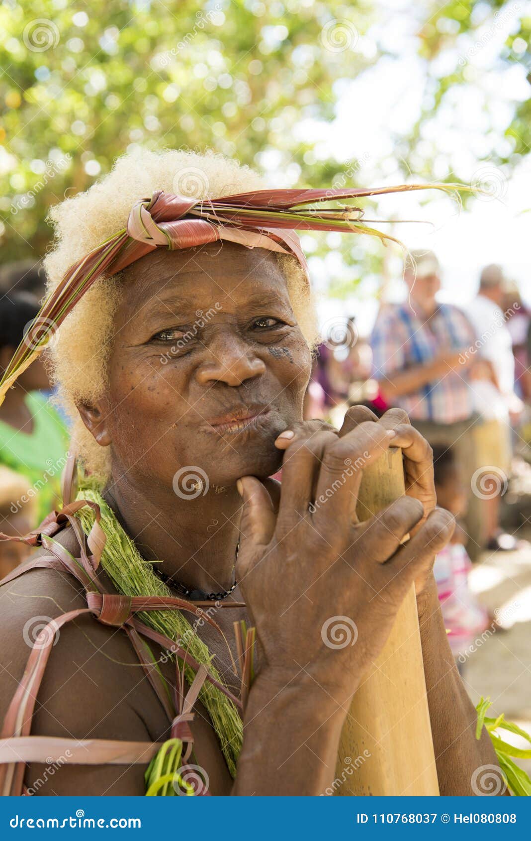 Senior Woman Traditional Costumed Nature Material Solomon