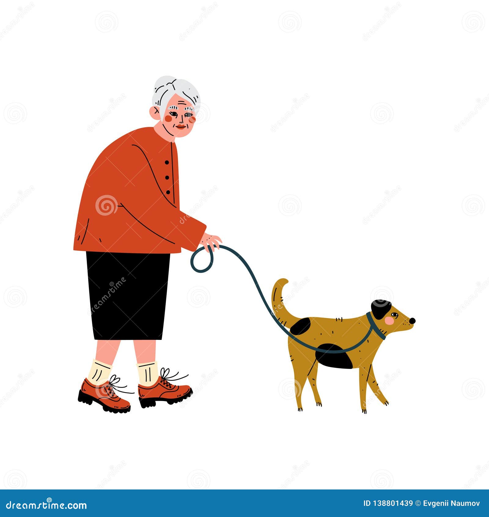 Senior Woman Walking with Her Dog, Old Lady and Her Animal Pet, Elderly  Woman daily Activity Vector Illustration Stock Vector - Illustration of  lifestyle, pensioner: 138801439