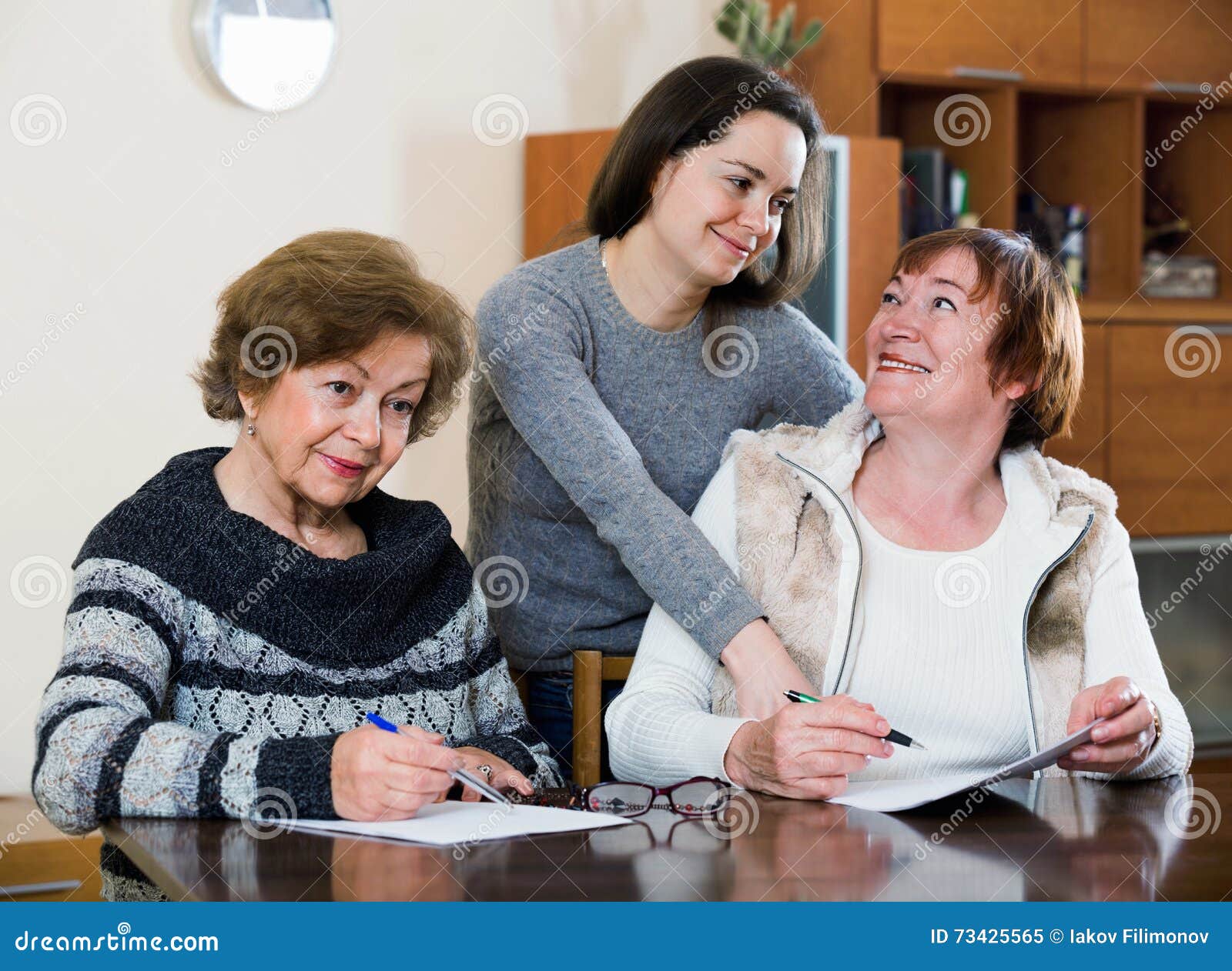 Senior Women Making Will at Public Notary Office Stock Image Image of