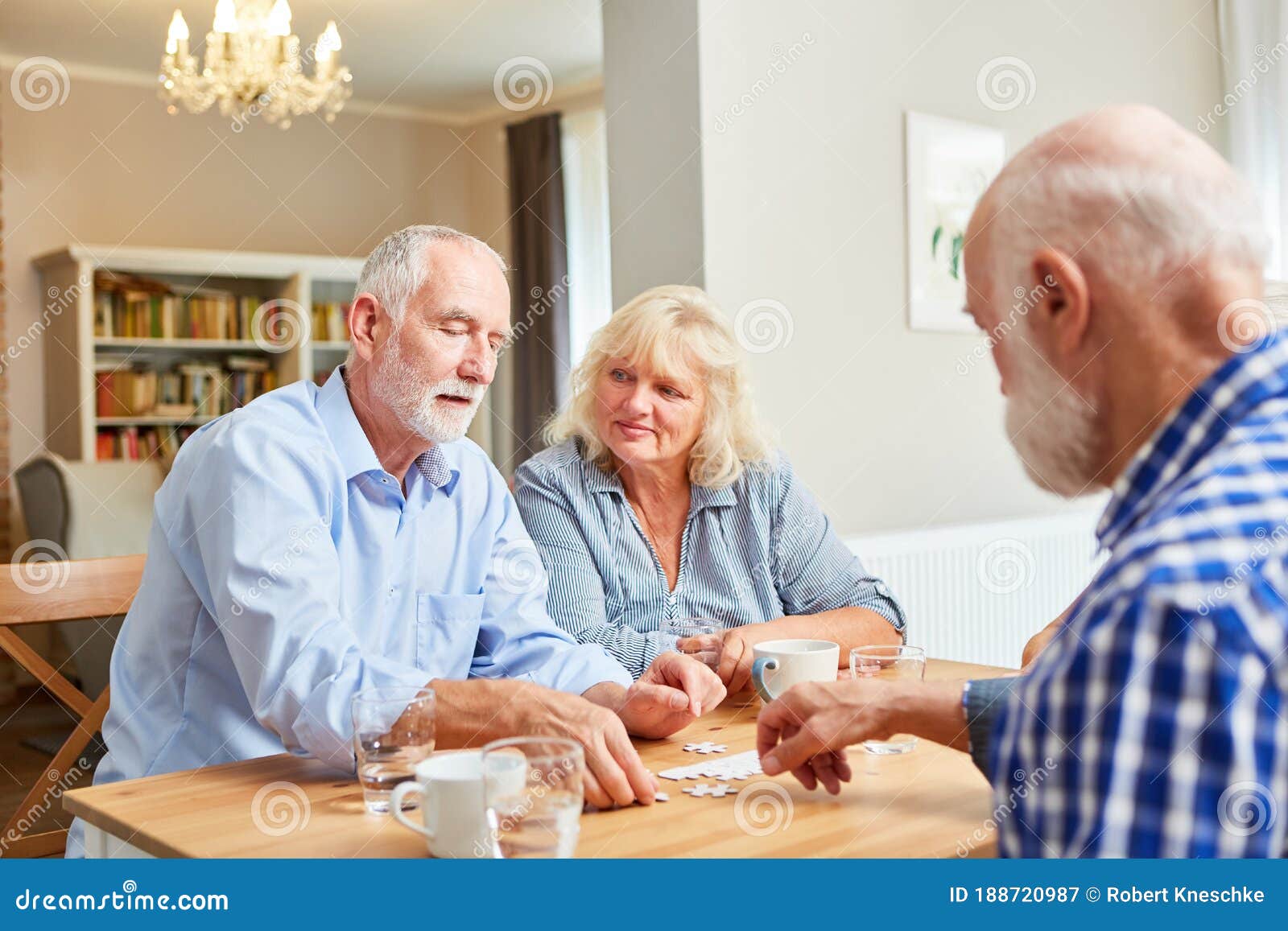 Seniors Playing Puzzle As a Memory Training Stock Image Image of