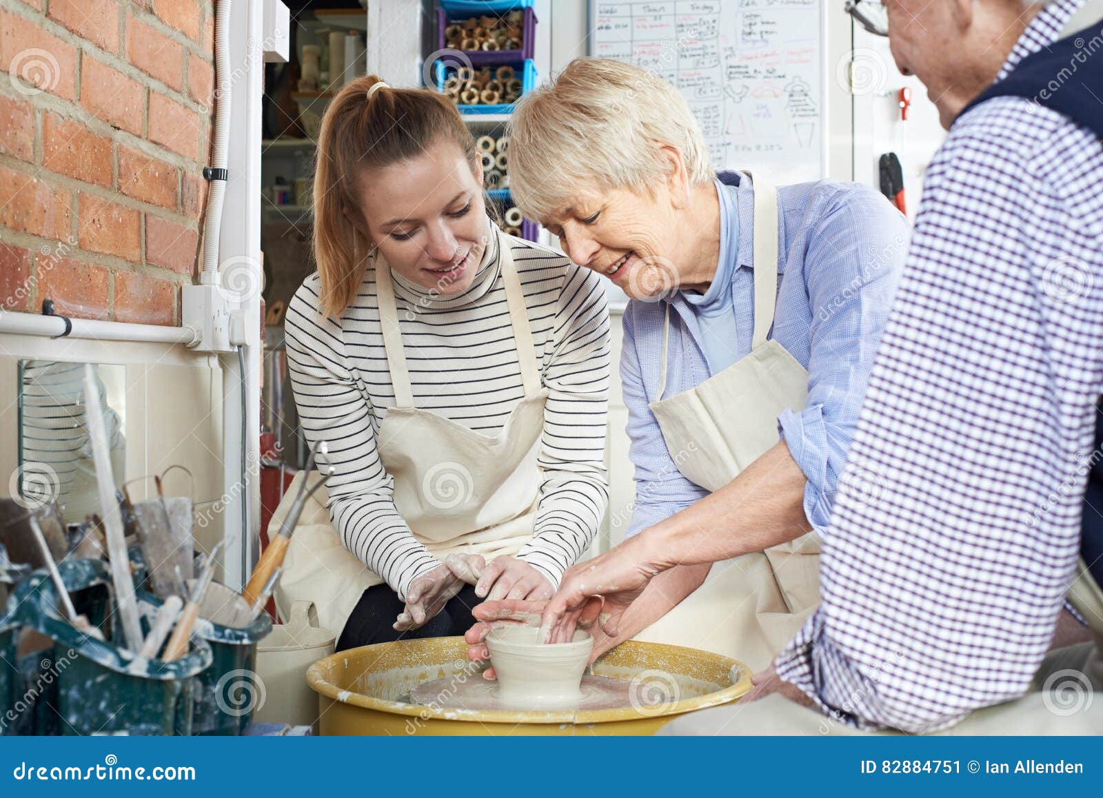 Seniors with Teacher in Pottery Class Stock Image Image of ceramics