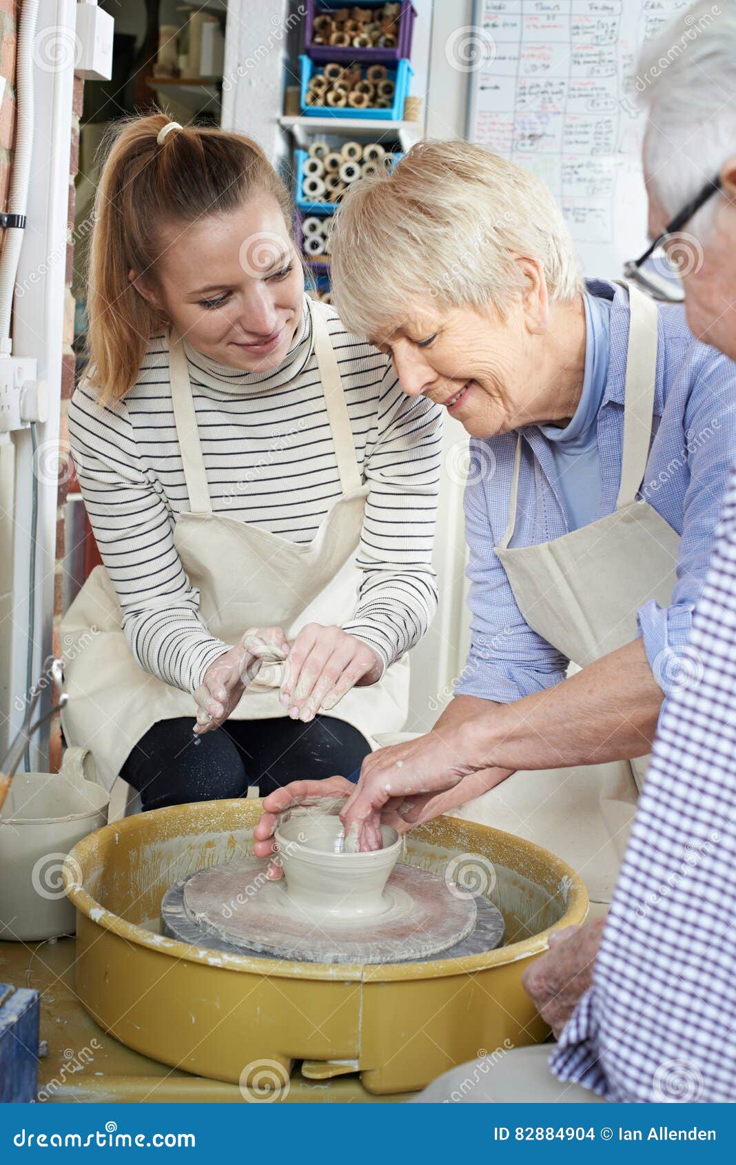 Seniors with Teacher in Pottery Class Stock Photo Image of craft