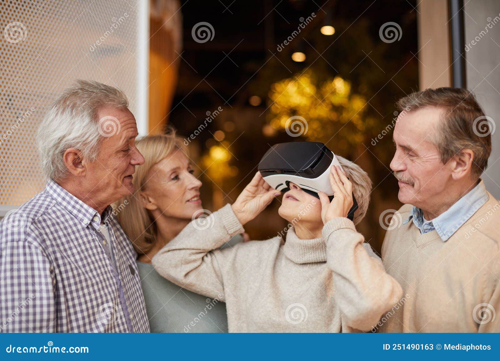 Seniors Using Virtual Reality Device Stock Image Image of smiling