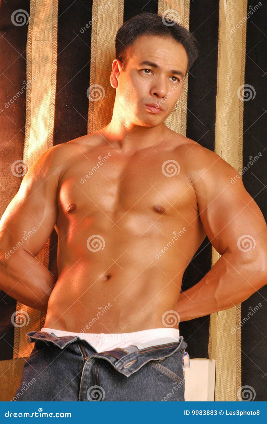 Muscular Asian Man With Measuring Tape Stock Photo - Download Image Now -  Abdominal Muscle, Adult, Anaerobic Exercise - iStock
