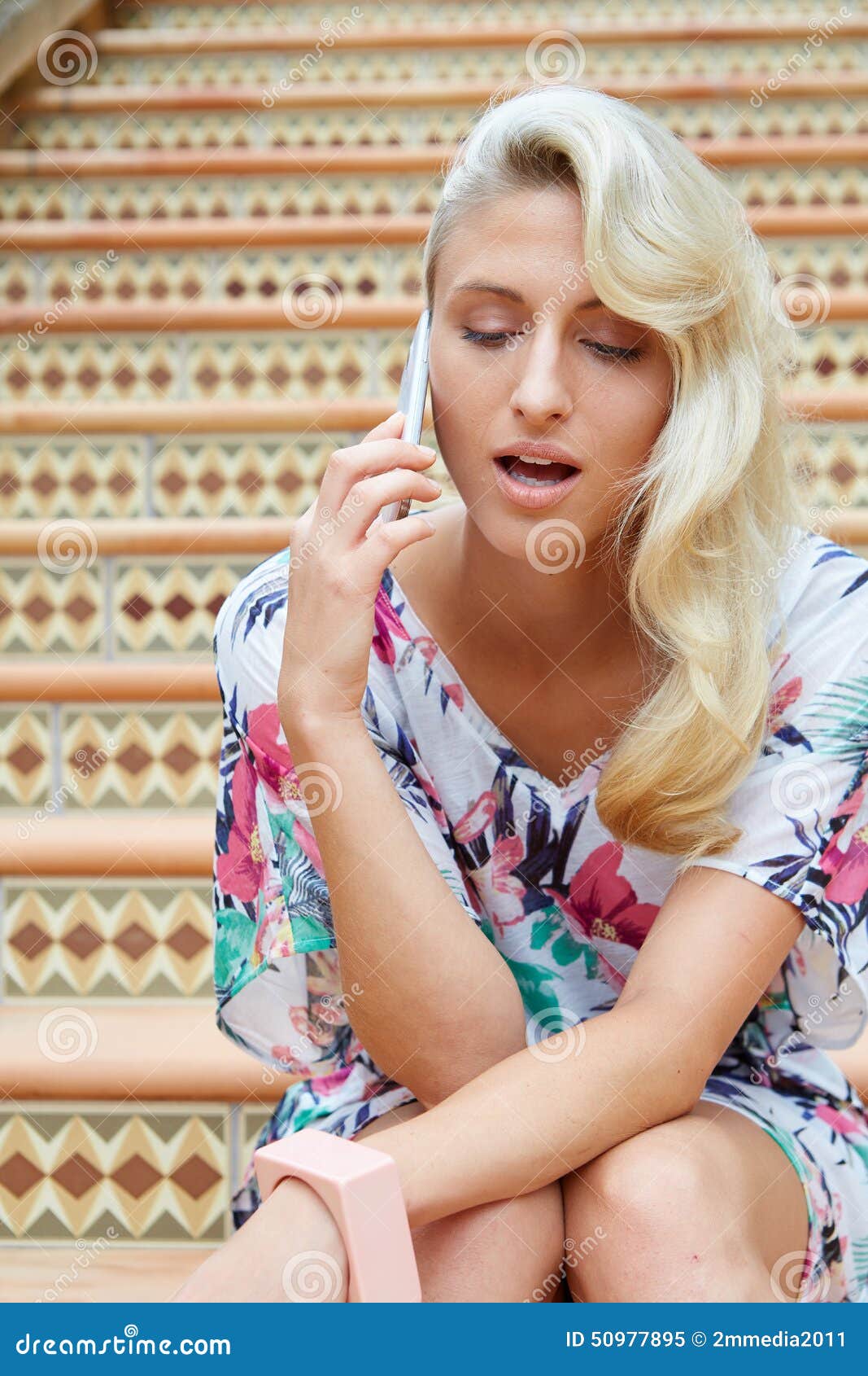 Sensual Blonde Woman with a Phone Stock Image - Image of portrait ...