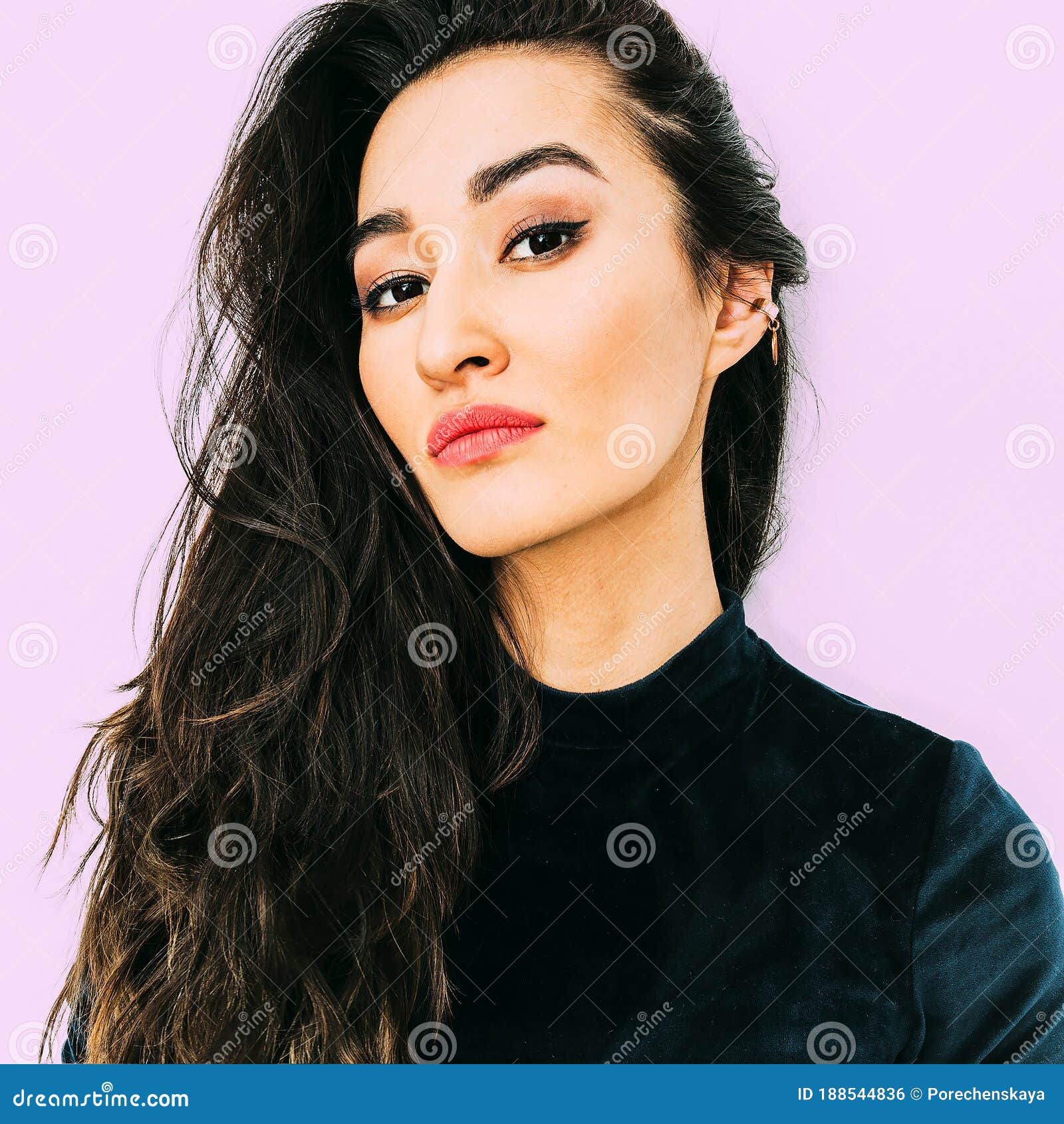 Sensual Brunette with Long Hair. Fashion Natural Hair Stock Photo ...