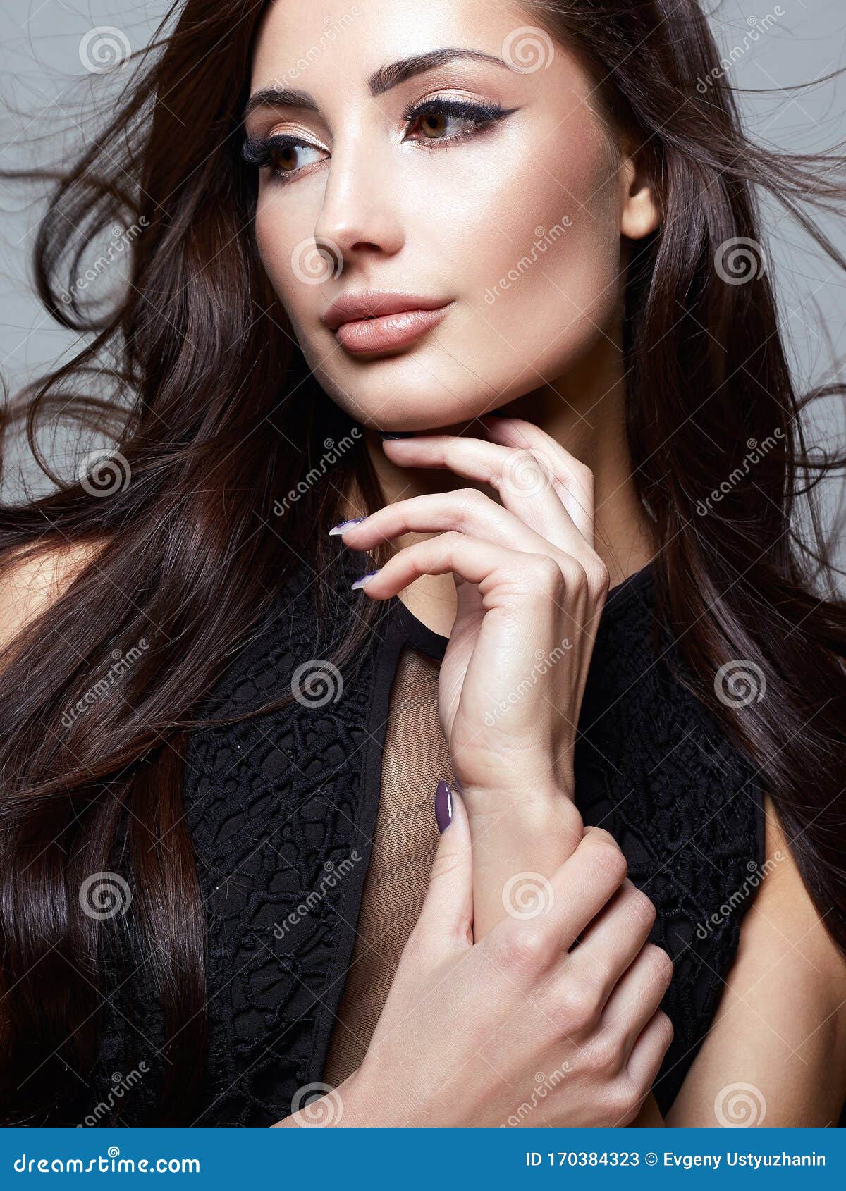 Sensual Brunette Young Woman.Beautiful Long Hair Girl Stock Image ...