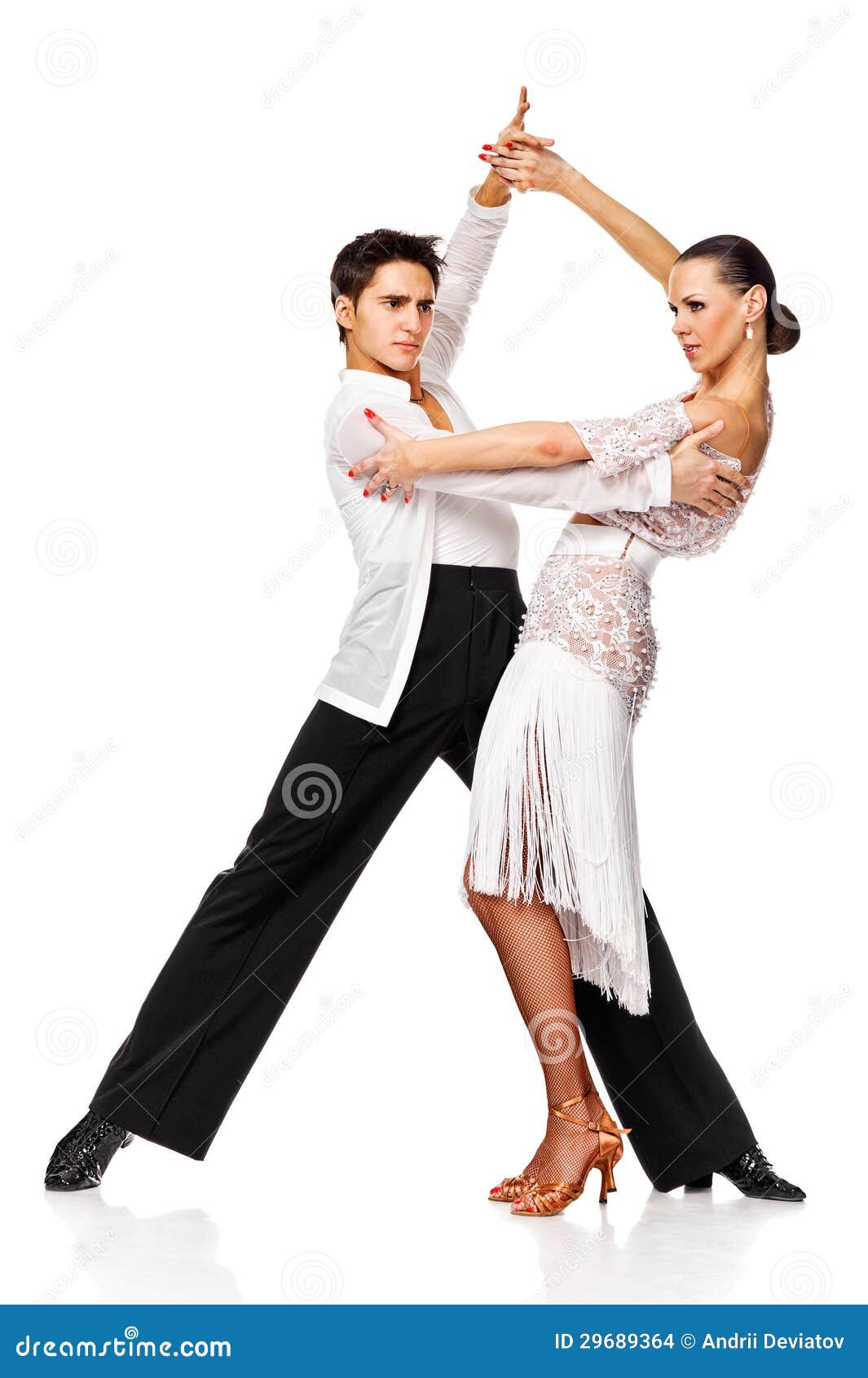 Sensual Couple Dancing Salsa. Latino Dancers In Action Stock Photo