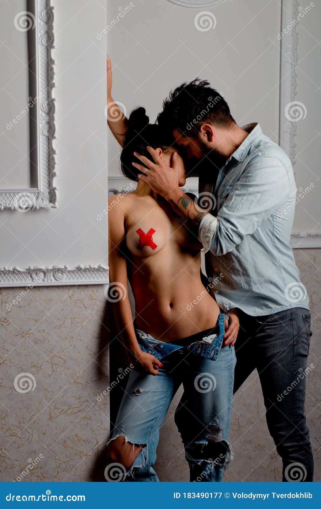 Sensual Couple Enjoying Intimacy. Making Love To Young Lover. Seduction Concept picture