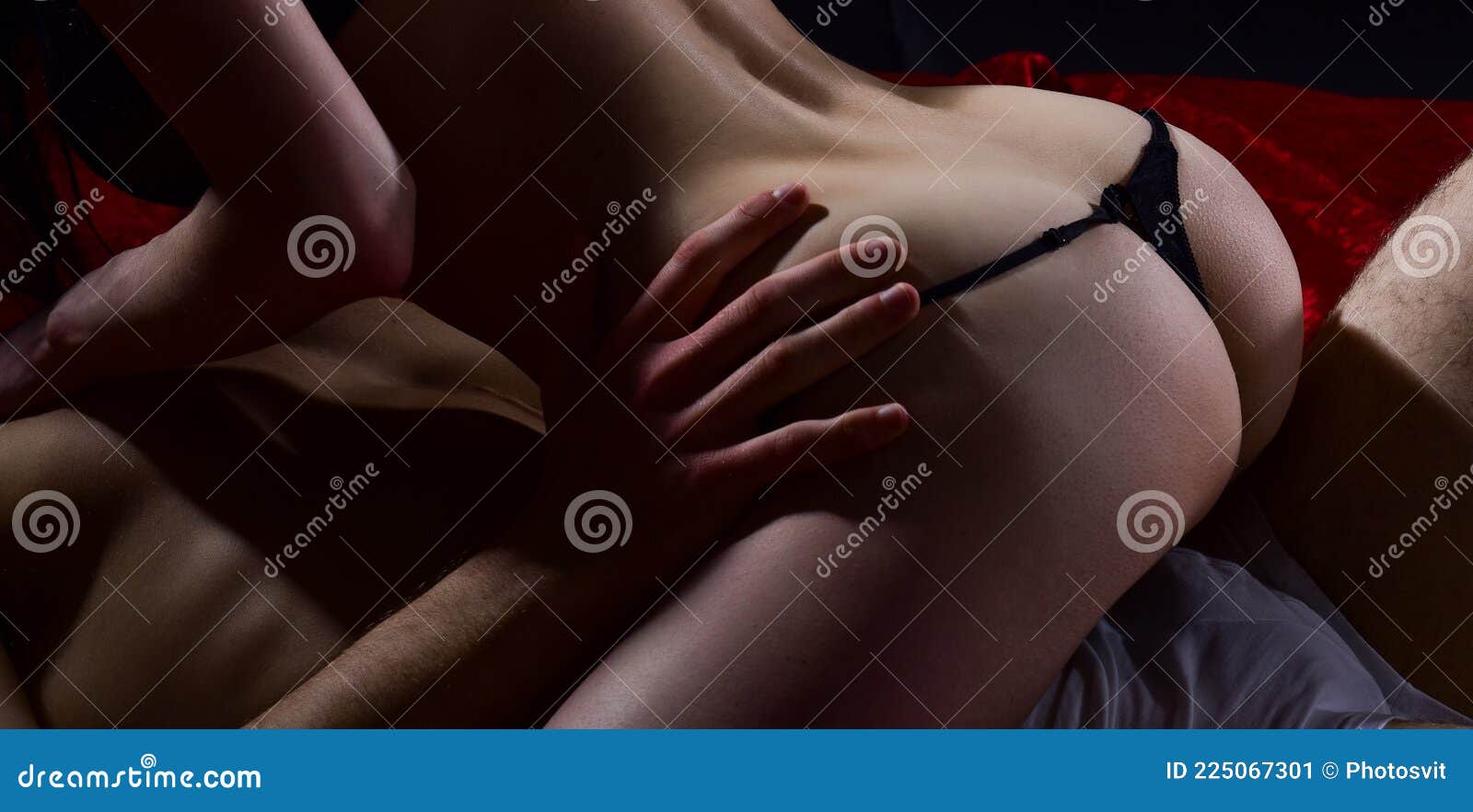 Sensual Couple in Love of Girlfriend and Boyfriend Lovers Having Sex Foreplay with Undressed Body, Enticement Stock Image photo picture