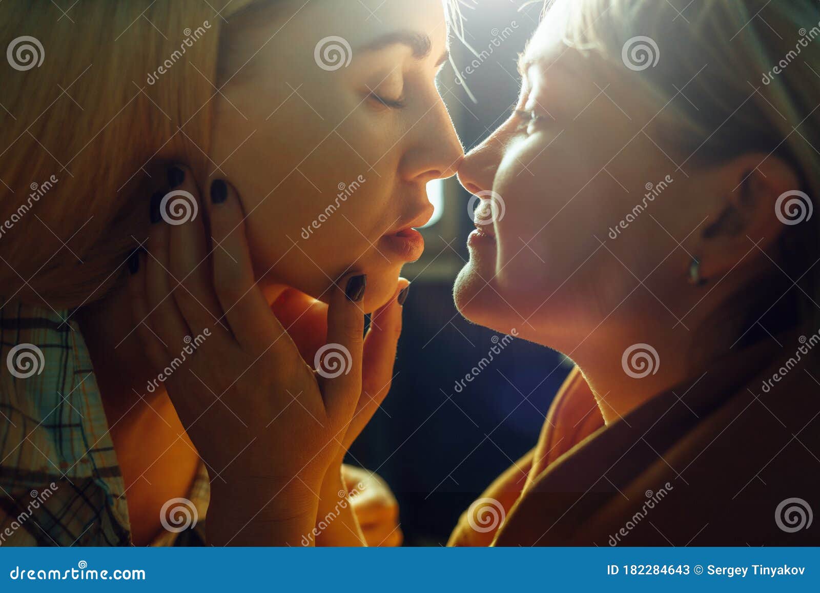 Lesbian Kissing Close Up