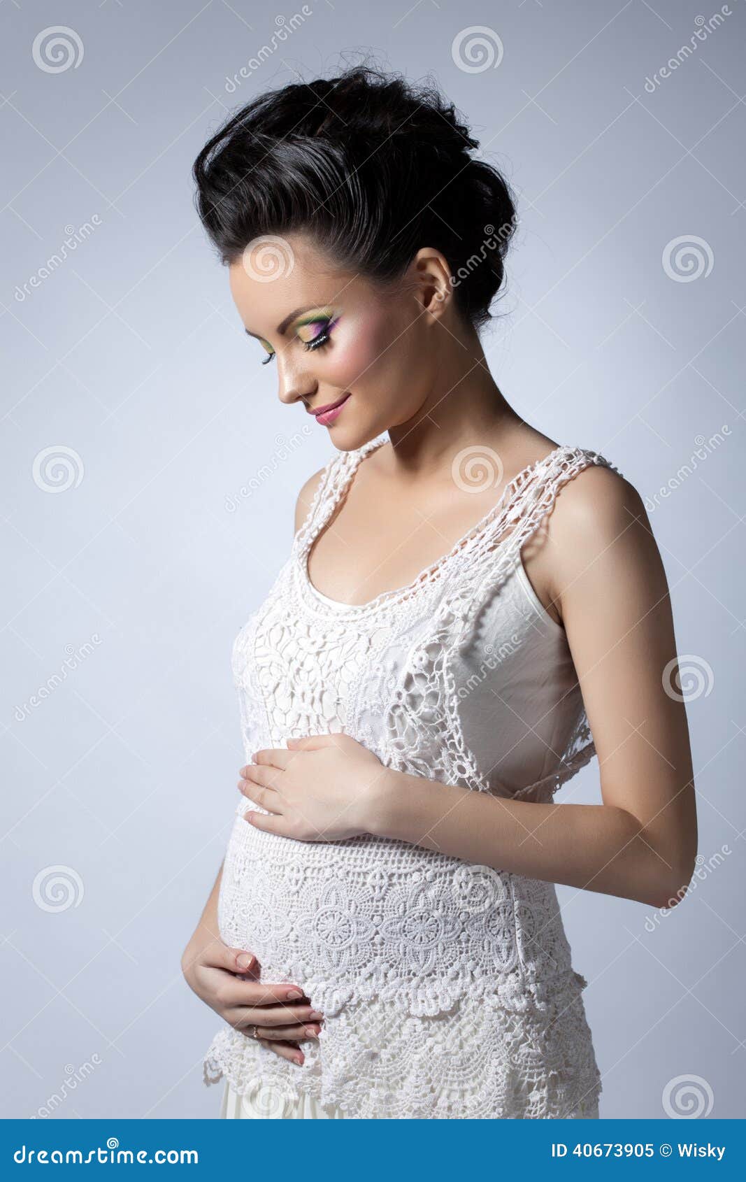 Sensual Pregnant Woman Posing In Trendy Dress Stock Image Image Of