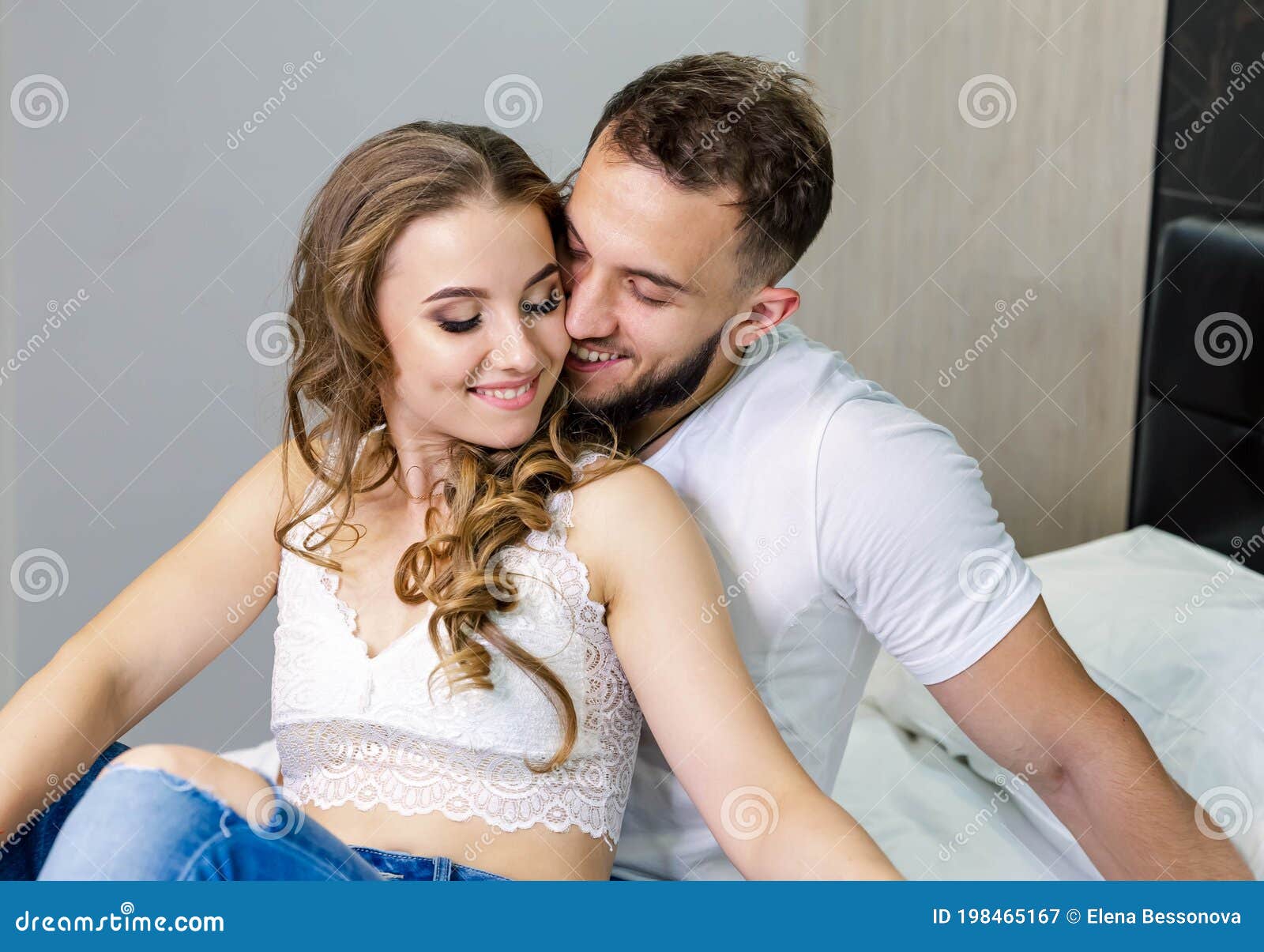 Sensual Young Couple Kissing And Making Love On The Bed At Home Stock Image Image Of Lifestyle 