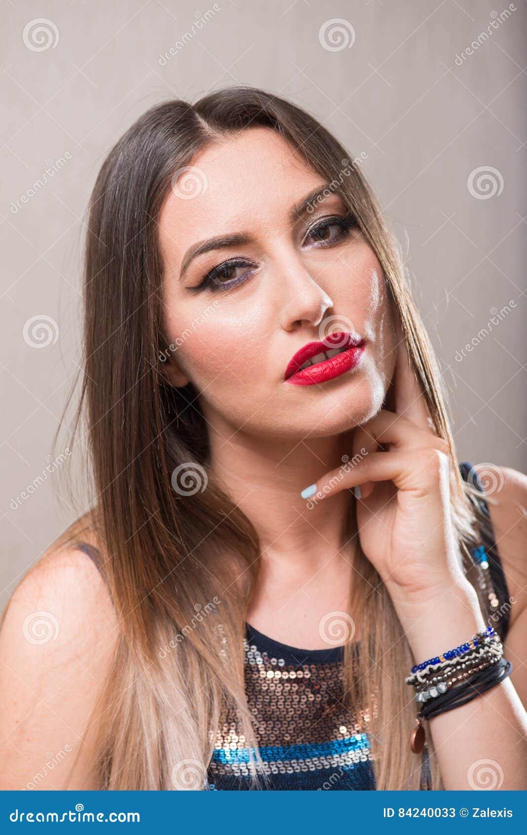 Sensual Woman with Hand on Neck Stock Image - Image of style, sensual ...