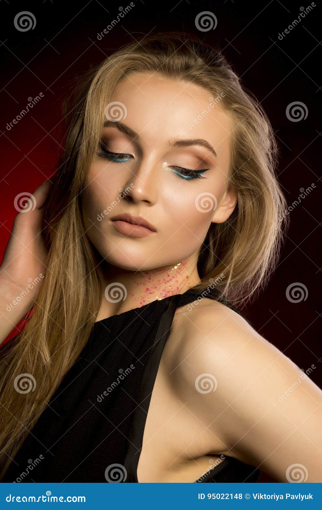 Sensual Woman with Natural Makeup and Lush Blonde Hair Stock Photo ...