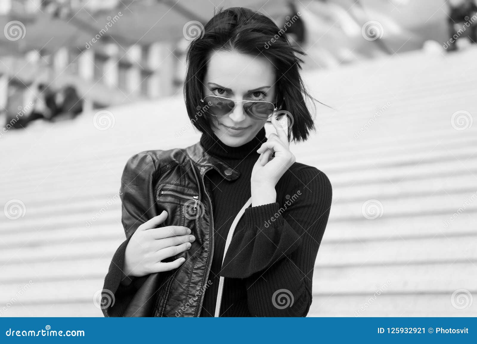 Sensual Woman in Sunglasses on Stairs in Paris, France, Beauty. Woman ...