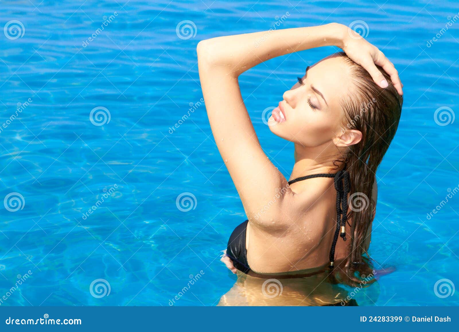 sensual woman in swimming pool