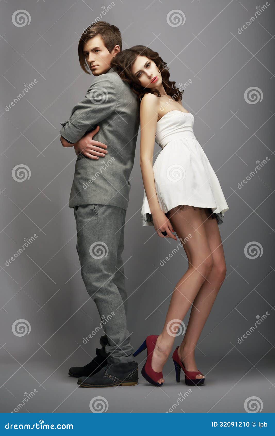 Sensuality. Romance. Newlyweds Couple Back To Back Stock Photo - Image