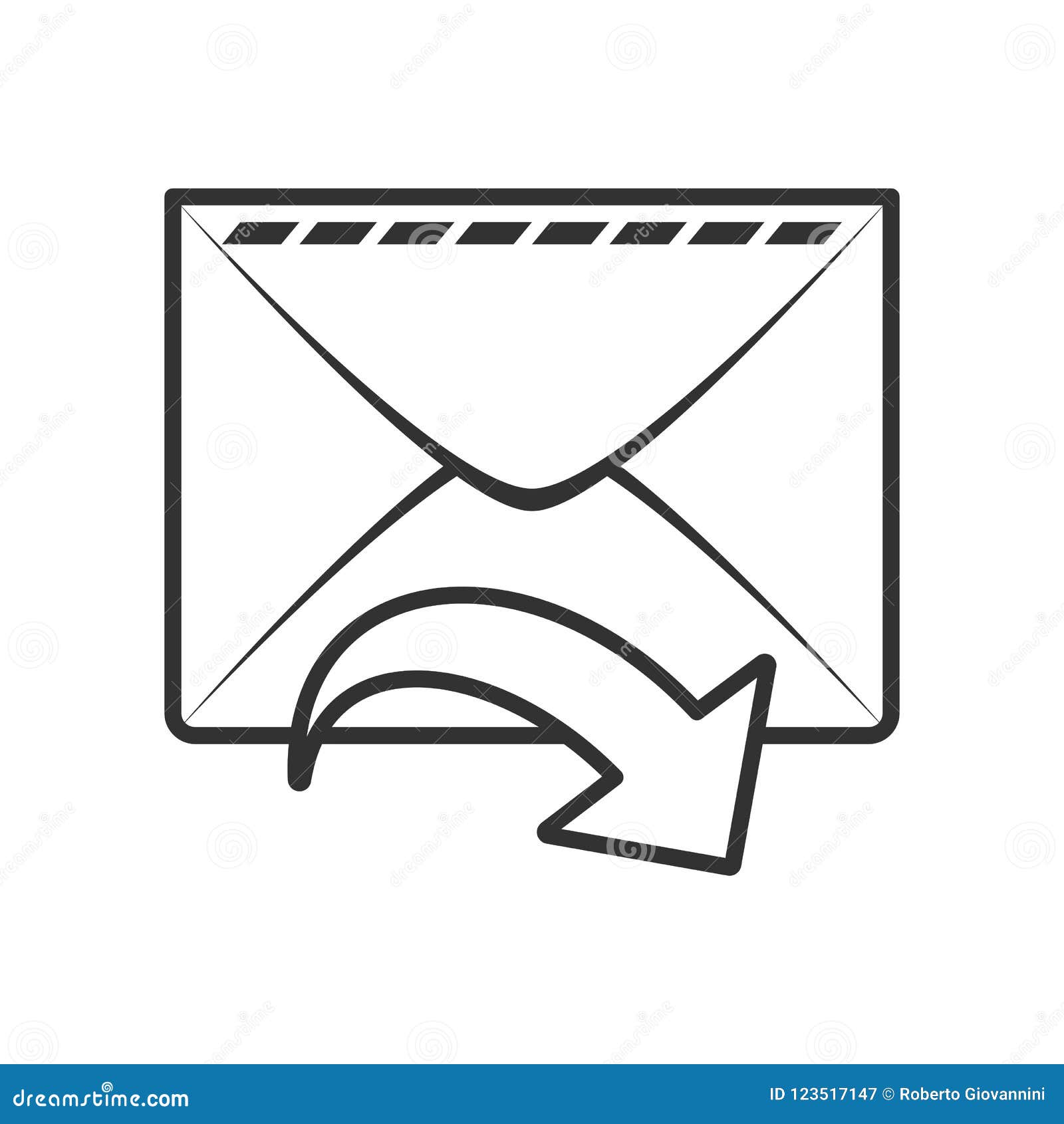 Sent Mail Email Outline Flat Icon on White Stock Vector - Illustration
