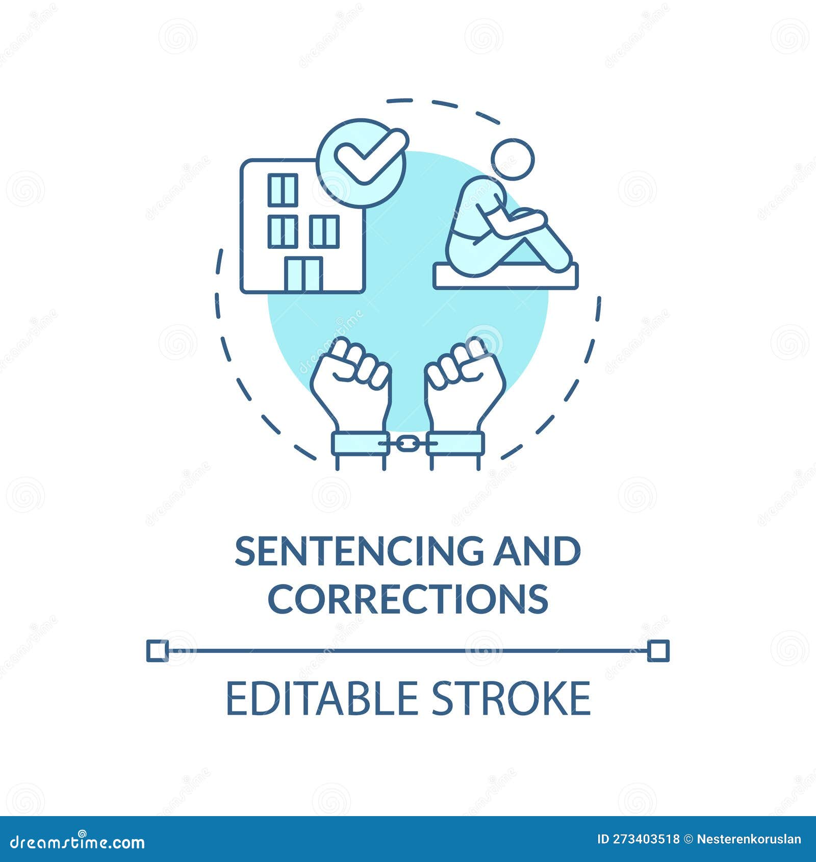 sentencing and corrections blue concept icon