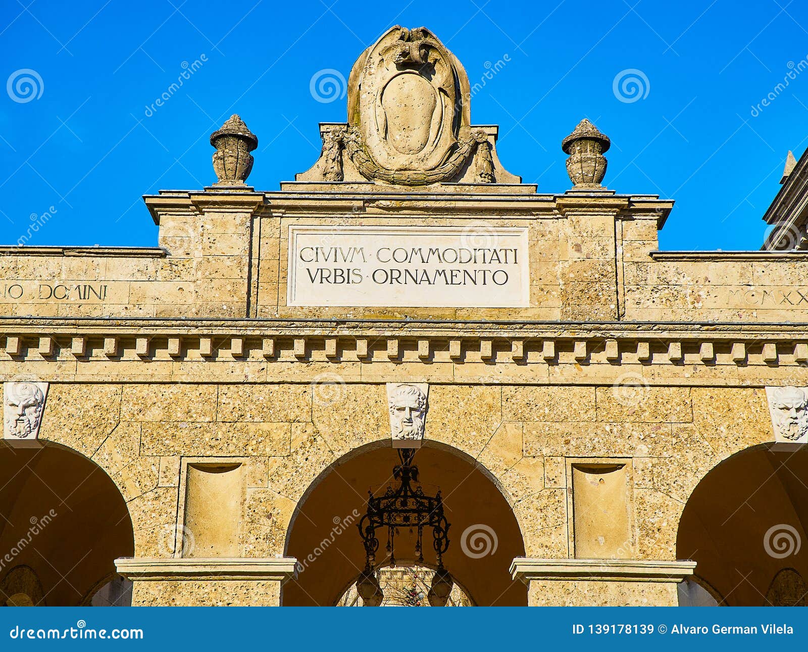the sentierone portico at the centro piacentiniano. bergamo, lombardy, italy