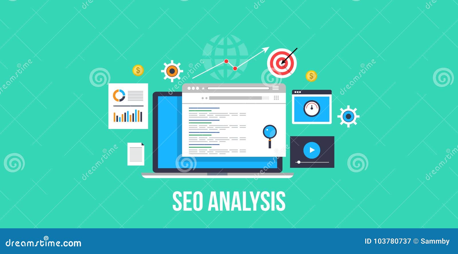 Seo Analysis Website Seo Website Analysis. Flat Design Seo Banner