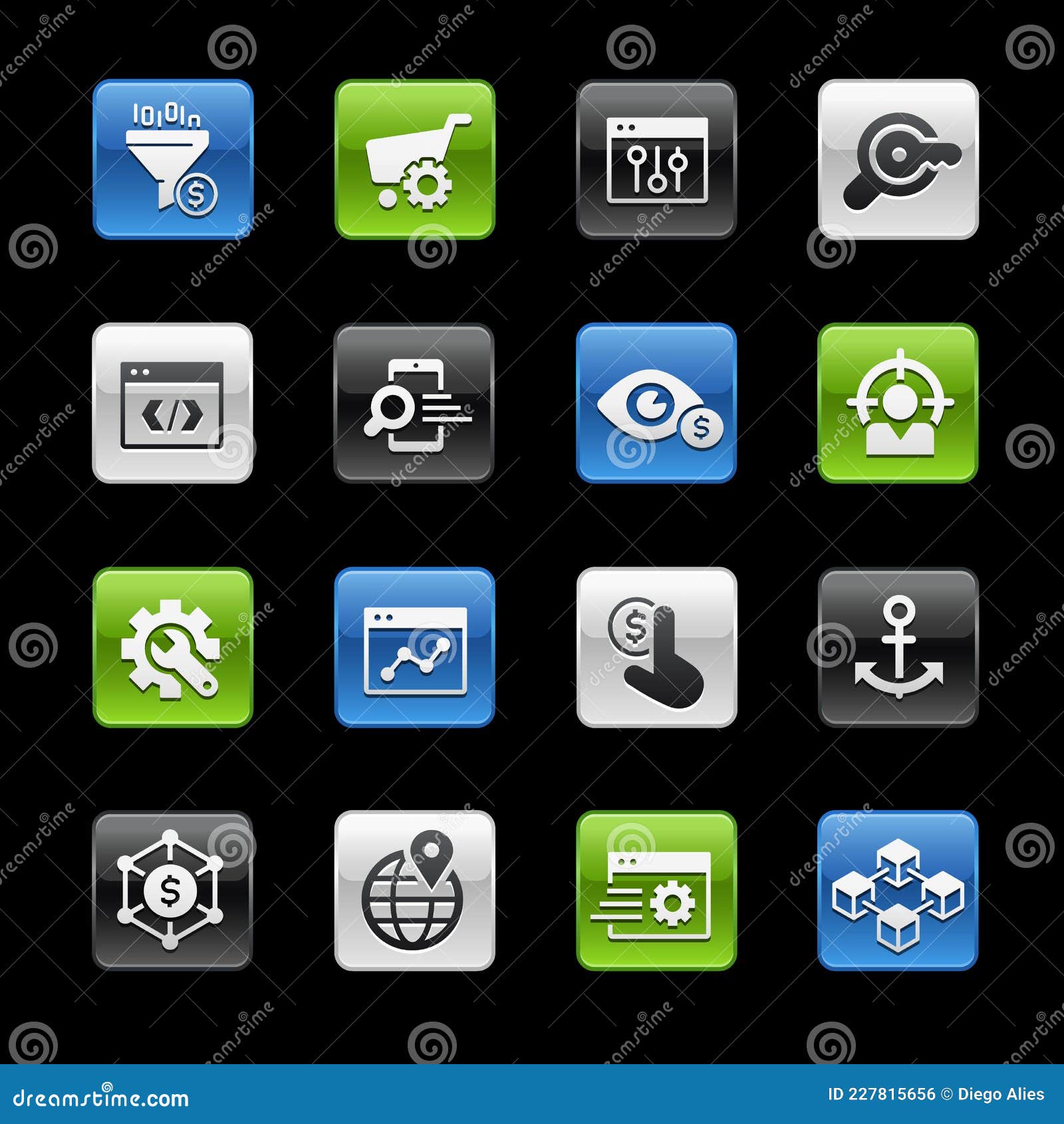 seo and digital martketing icons 1 of 2 -- gelbox series