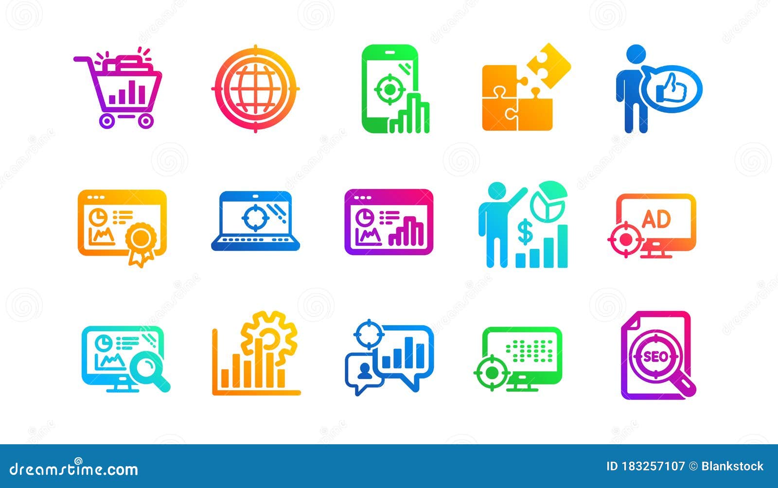 seo icons. increase sales, business strategy and search optimization. classic icon set. 
