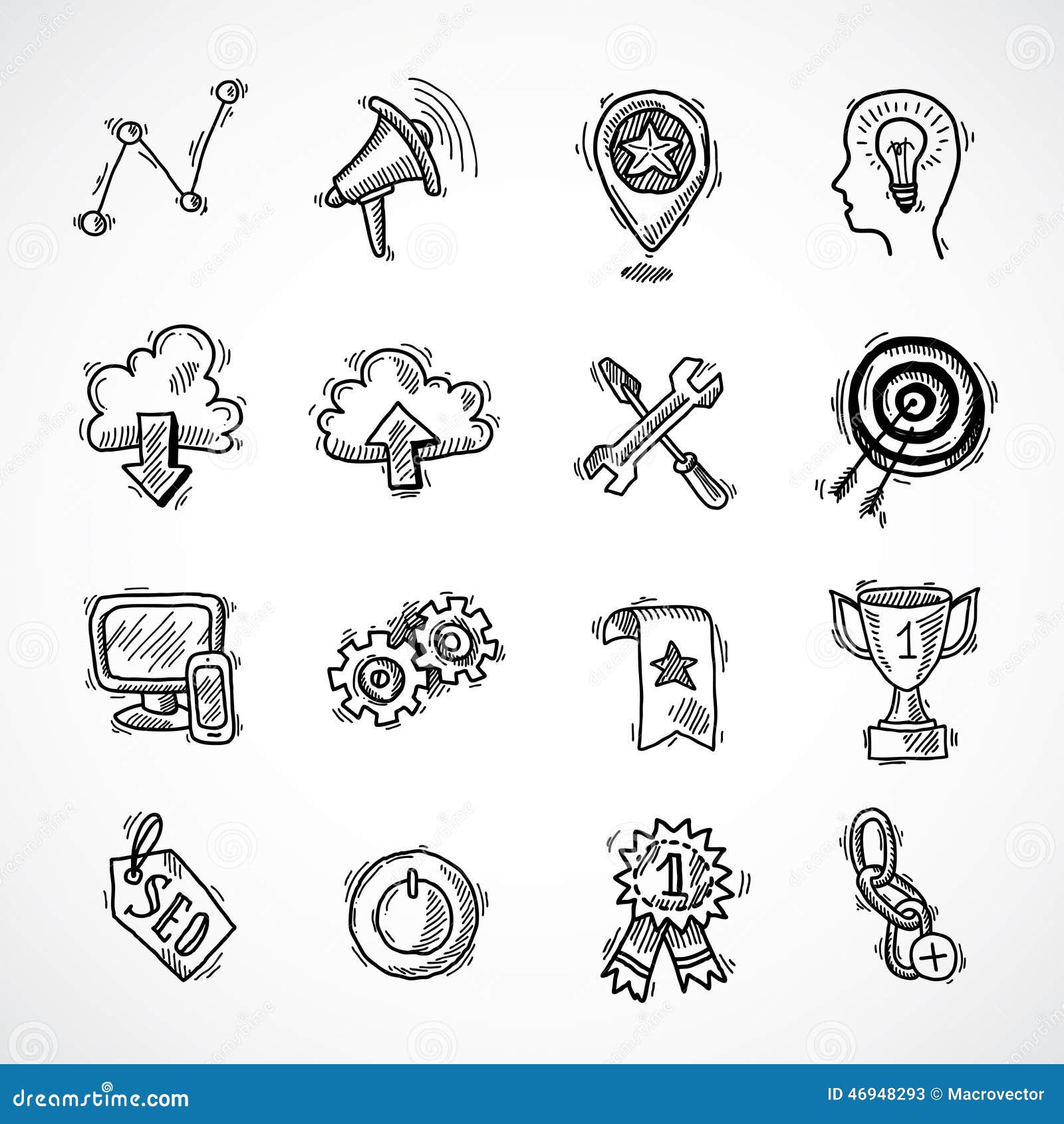 Doodle business collection. Sketch marketing icons, hand drawn startup By  Microvector | TheHungryJPEG