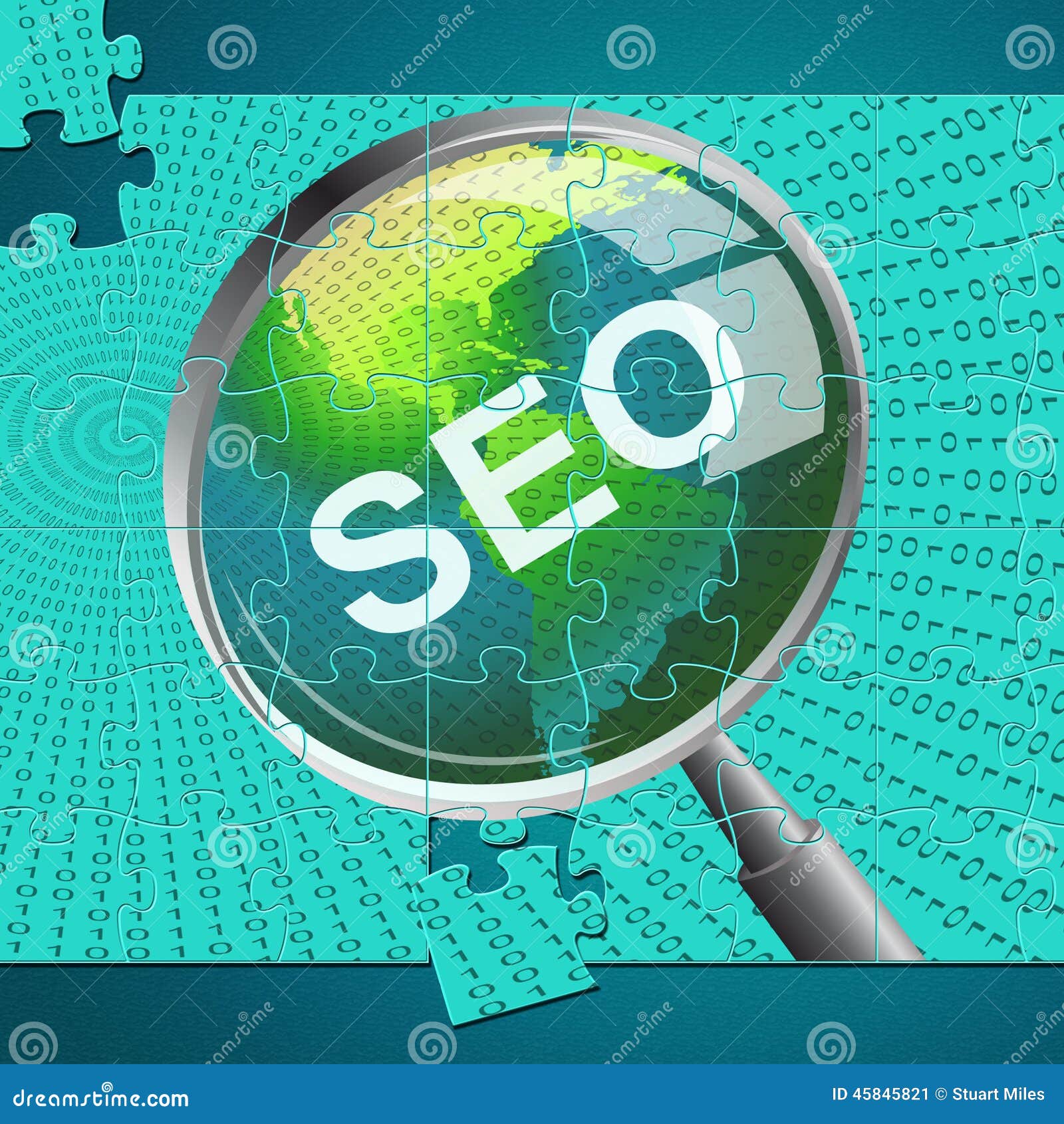 Seo Magnifier Shows sites Magnifying E  Site Ilustração Stock