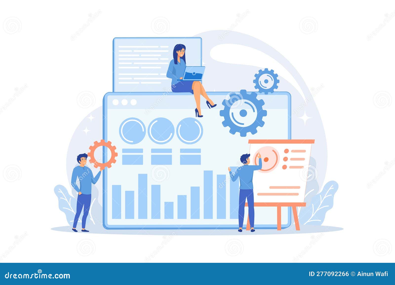 seo specialists work on high-quality organic search traffic for websites. seo analytics team, seo optimization,