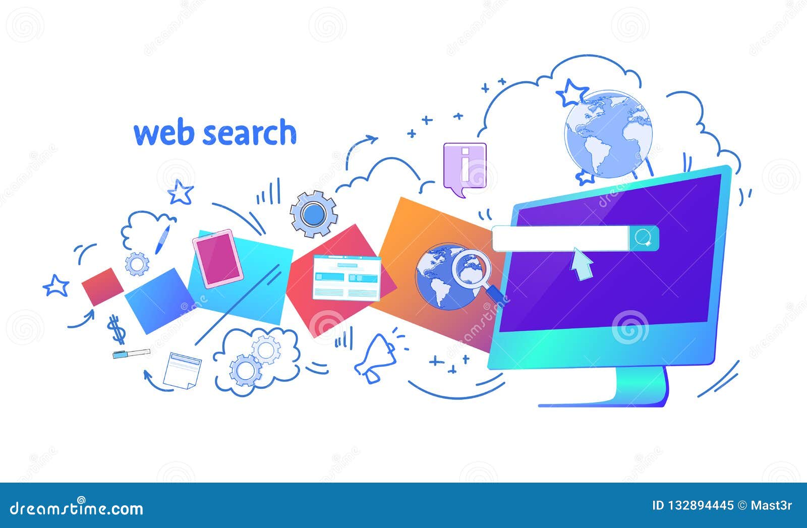 Seo Web Search Engine Searching Online Browsing Concept Horizontal Banner Sketch Doodle Stock Vector Illustration Of Marketing Colored 132894445