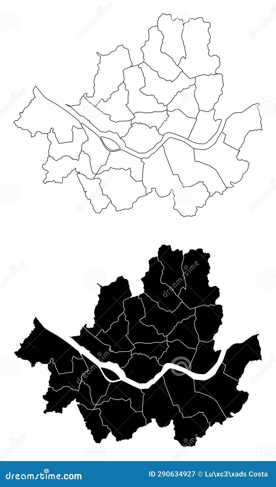 Seoul administrative maps stock vector. Illustration of close 290634927