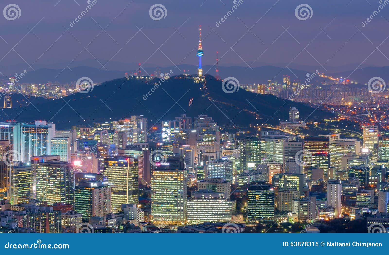 Seoul City Skyline, the Best View of South Korea at Night. Stock Image ...