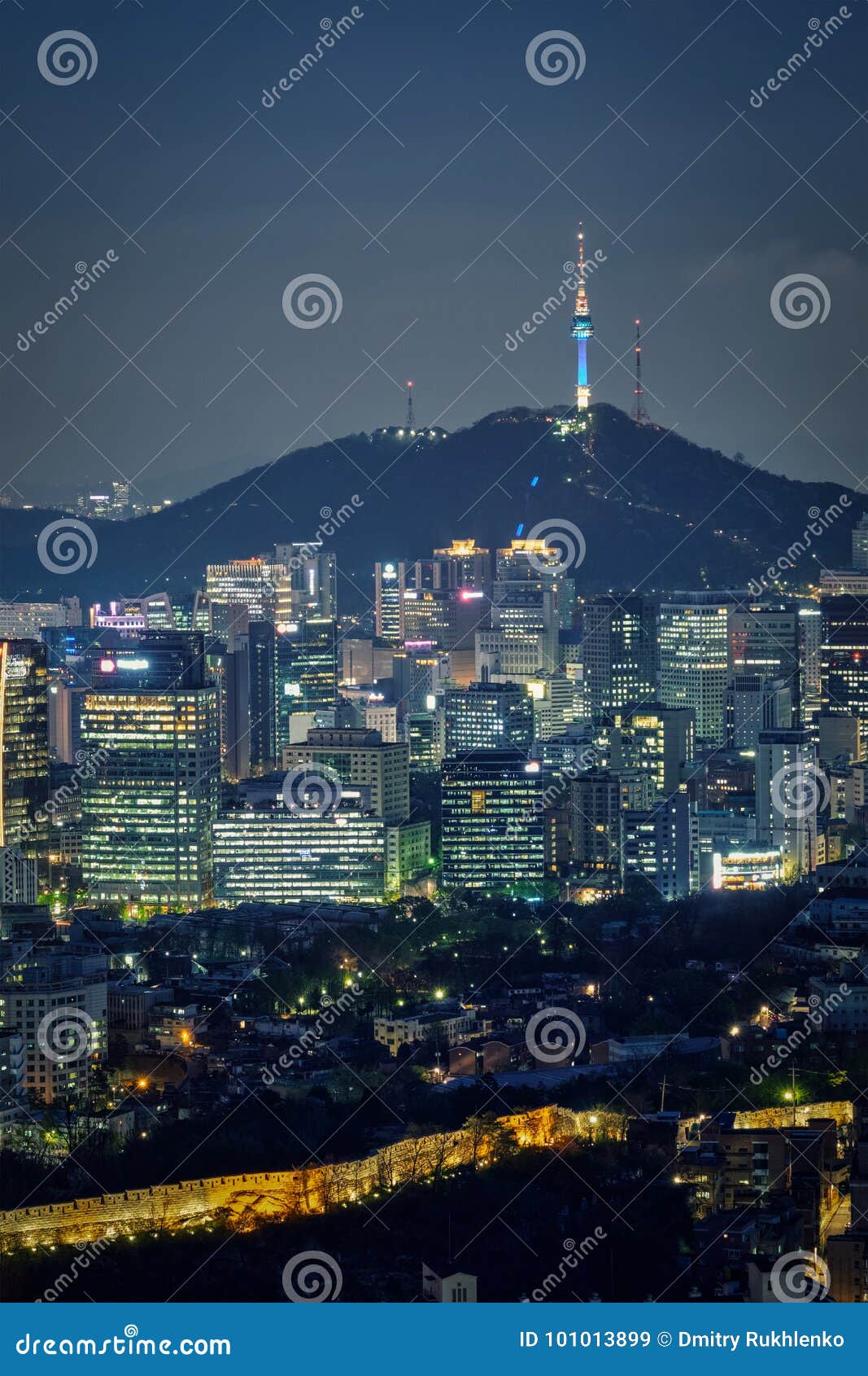 Seoul Skyline in the Night, South Korea. Editorial Stock Image - Image ...