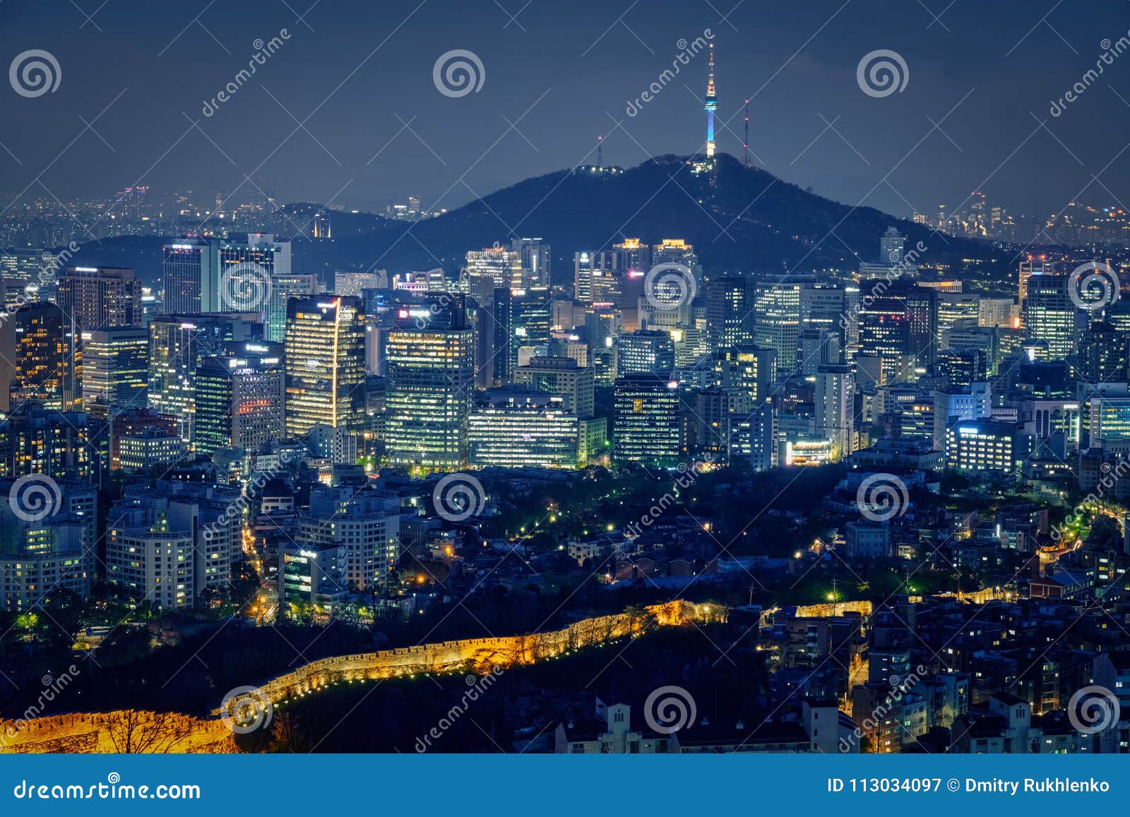 Seoul Skyline in the Night, South Korea. Editorial Photography - Image ...